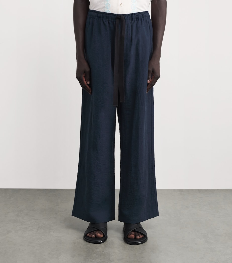 Wide-Leg Drawstring Trousers NAVY Image 3
