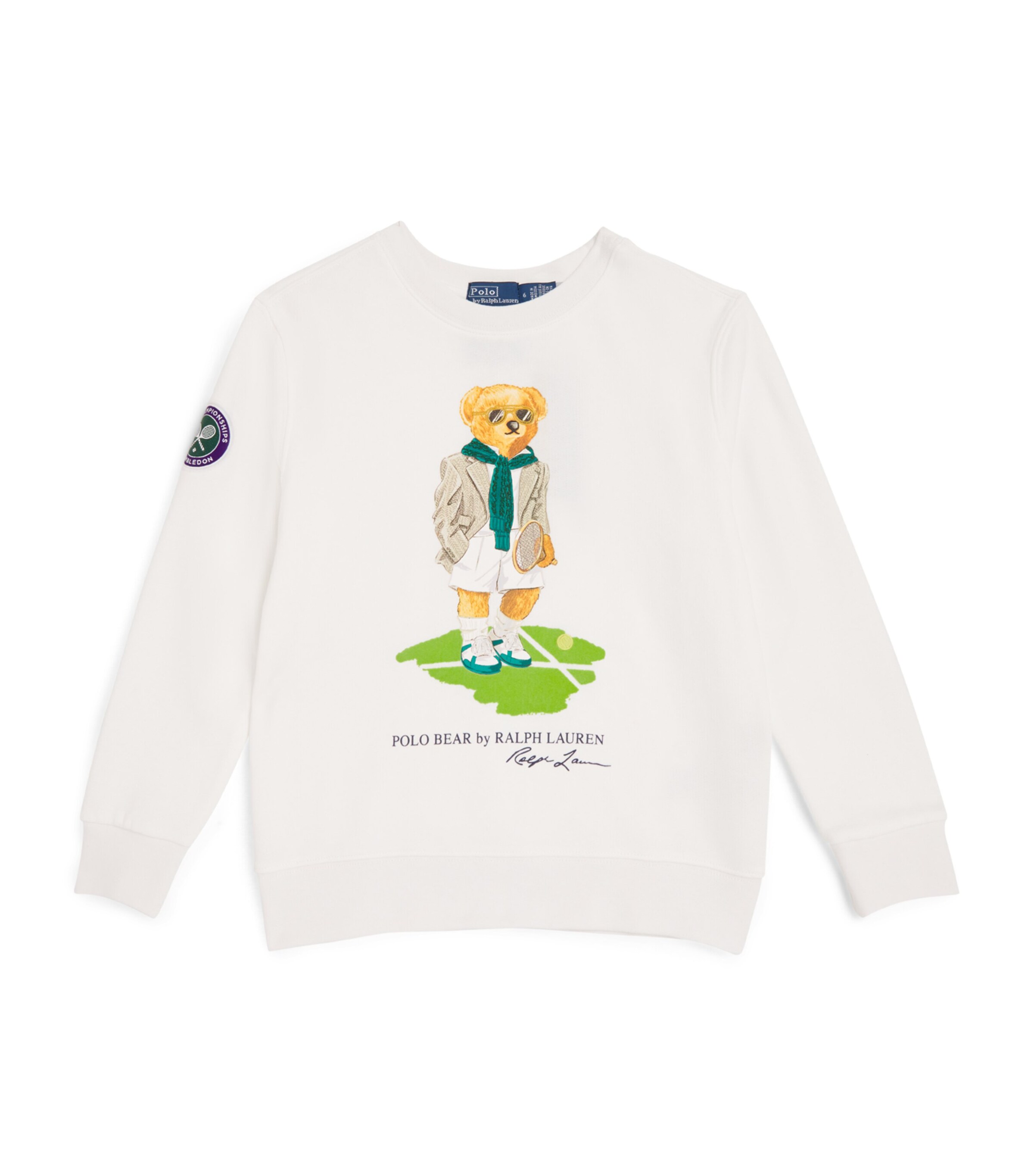 Ralph Lauren Kids x Wimbledon Cotton-Blend Polo Bear Sweatshirt (2-7 Years) Ceramic White Image 1