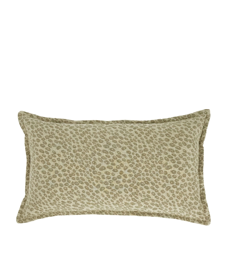 De Le Cuona Linen Leopard Kanoko Cushion (35cm x 60cm) Celadon Image 1