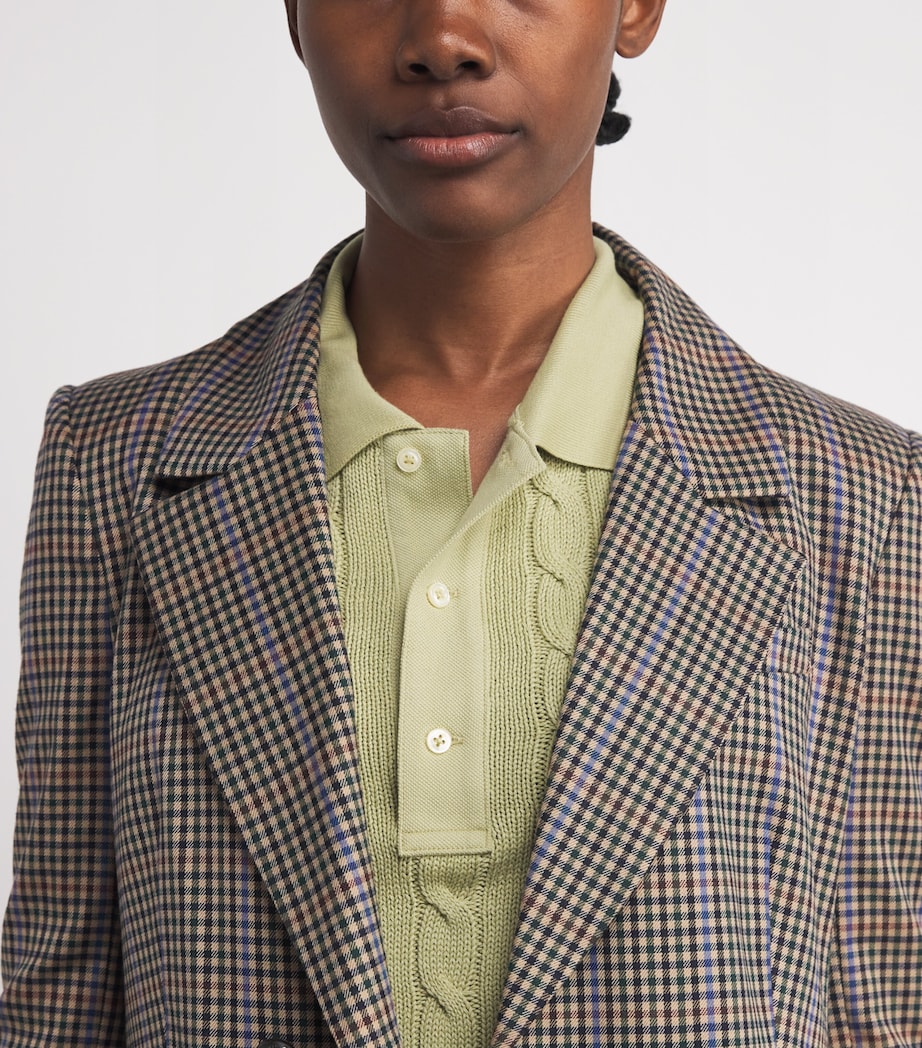 Cotton Cable-Knit Long-Sleeve Polo Shirt LIGHT OLIVE Image 6