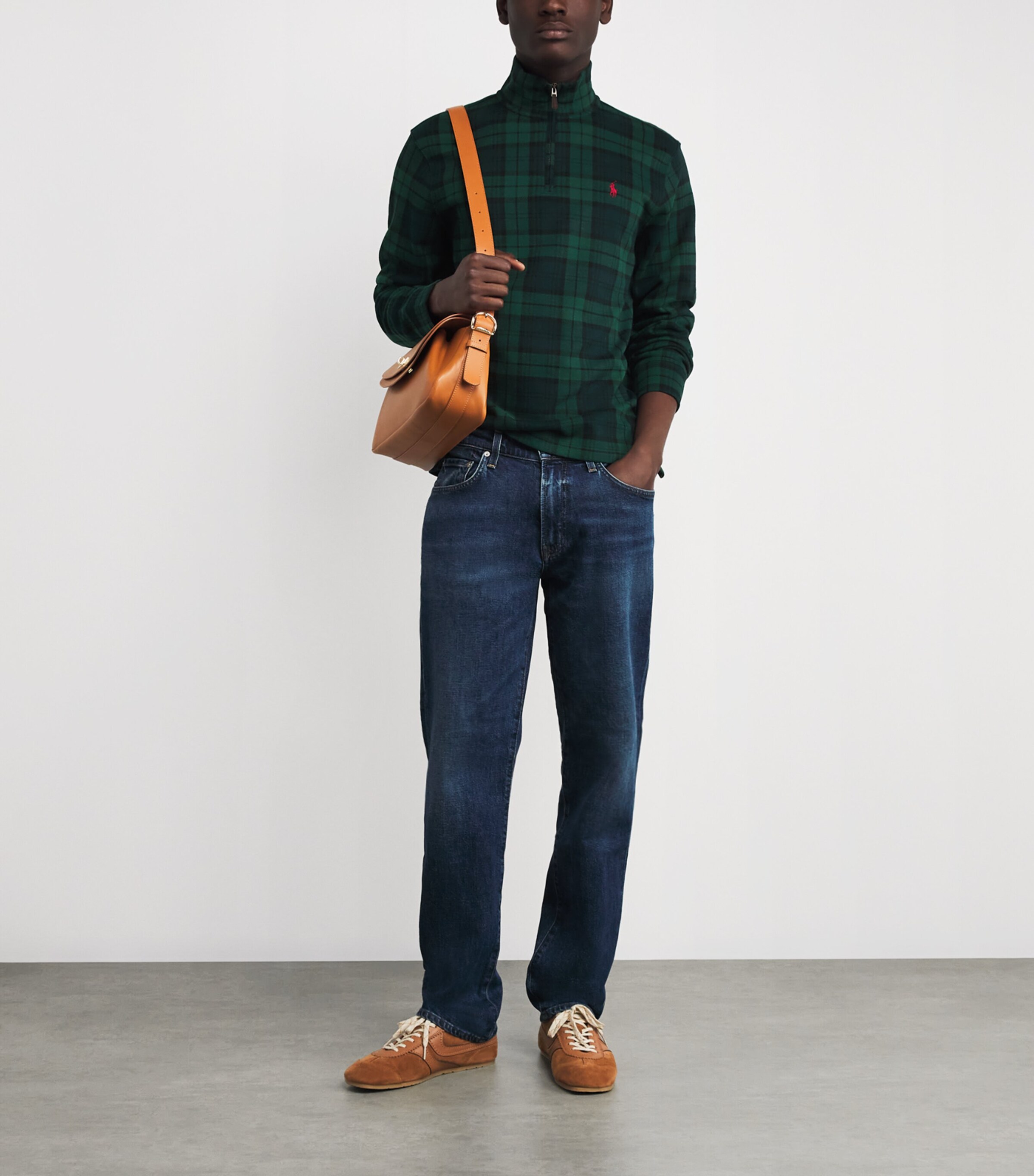 Polo Ralph Lauren Mens Cotton Tartan Quarter-Zip Sweatshirt Image 2