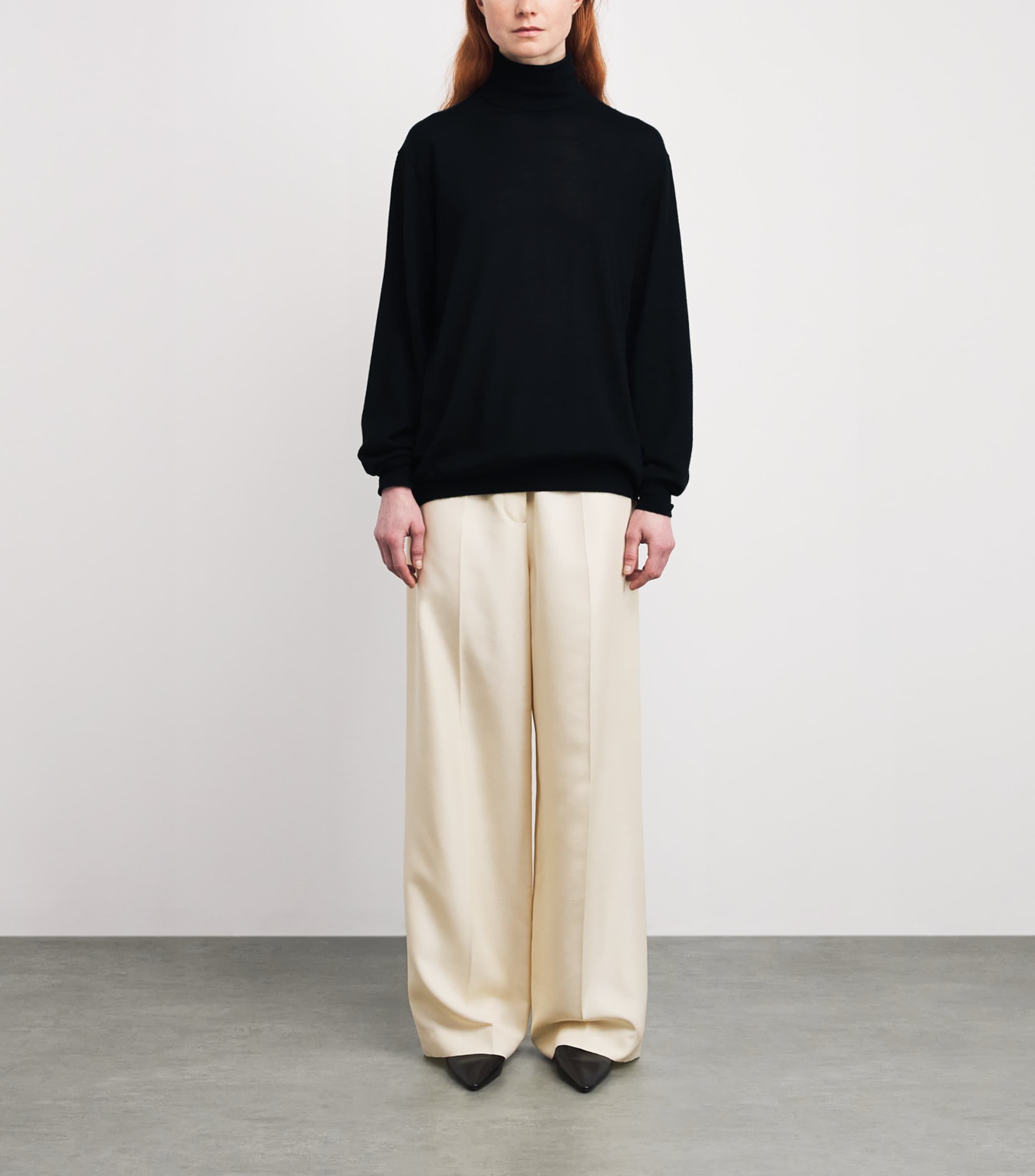 The Row Womens Nabari Cashmere Rollneck Sweater Black Image 2