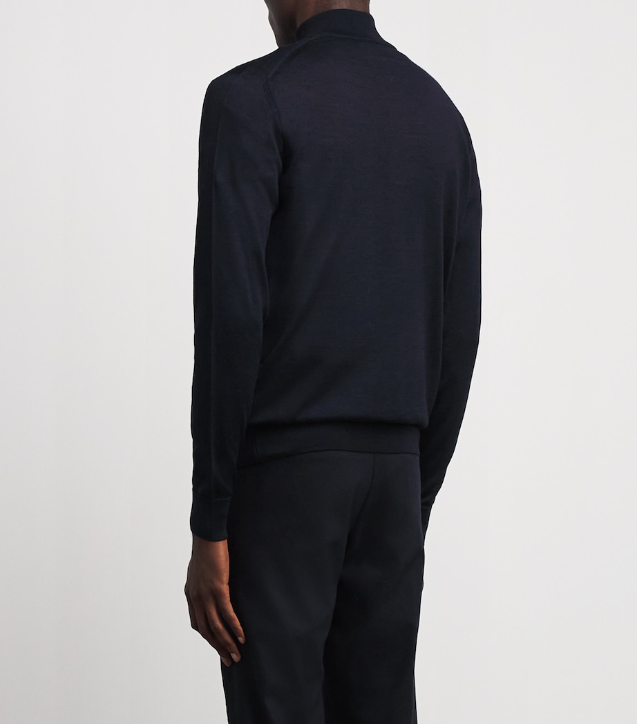 Pal Zileri Mens Wool-Silk Quarter-Zip Sweater Blue Image 5