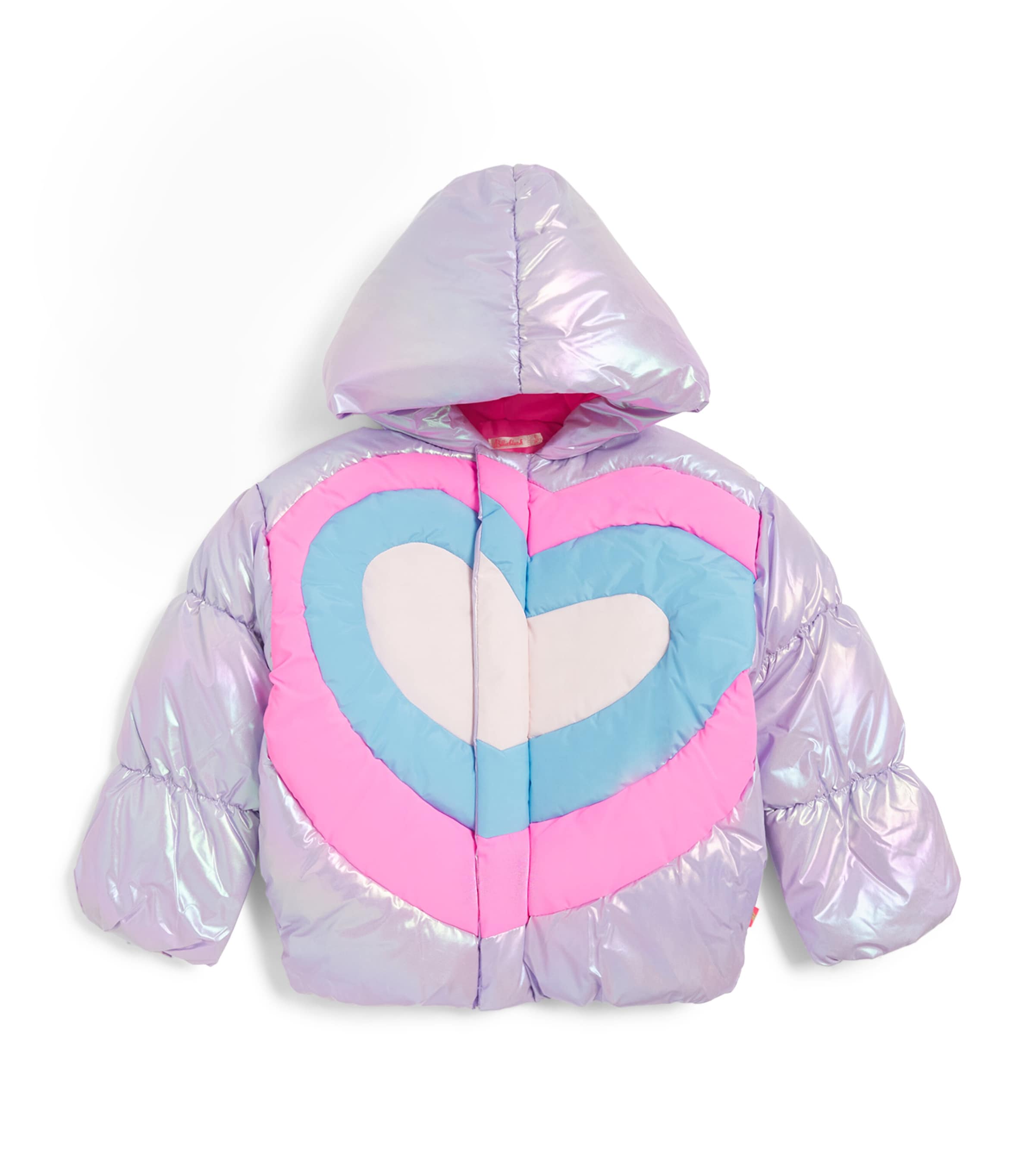 Shop Billieblush Heart Print Puffer Coat In Purple