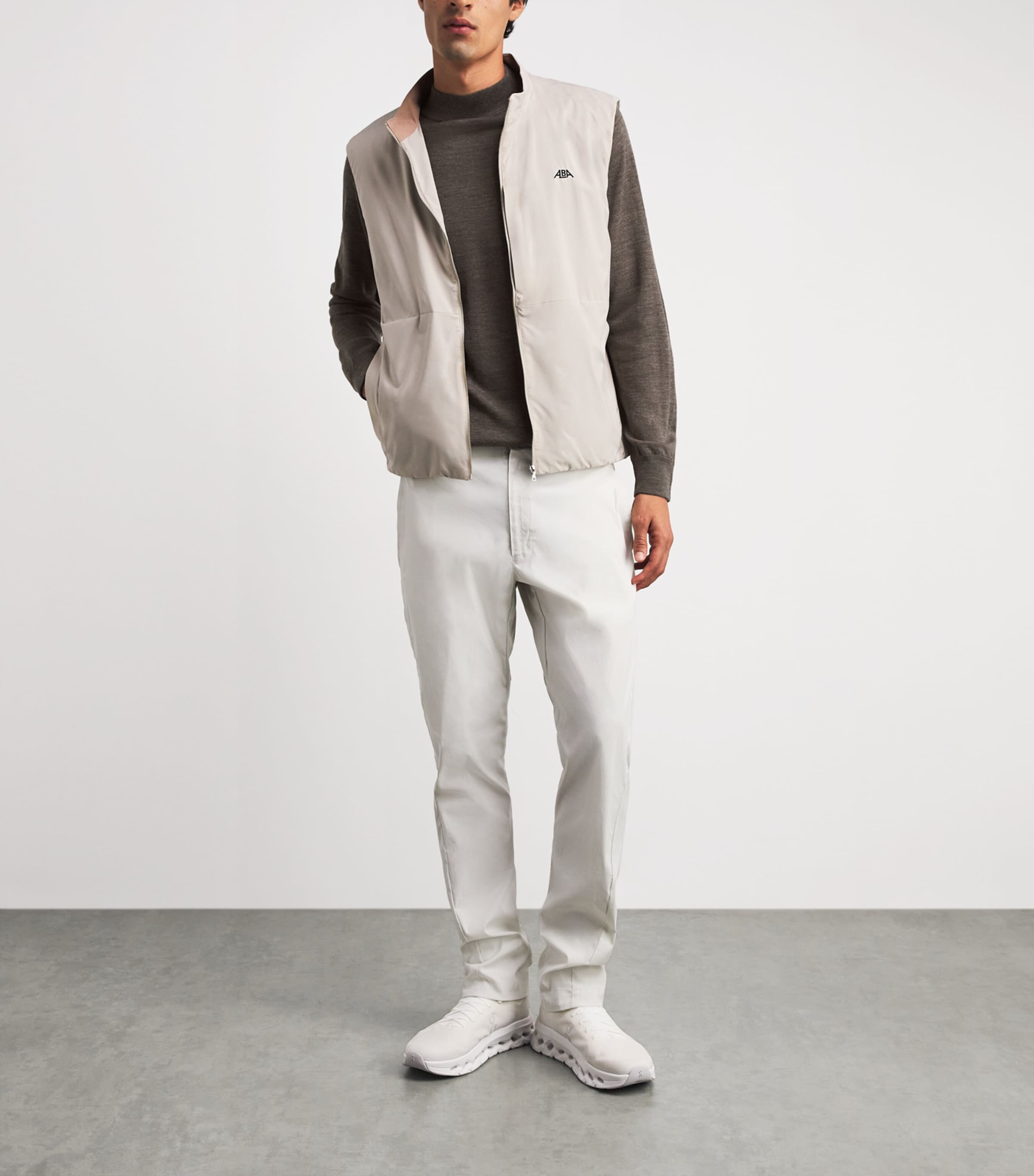 Alba Mens Wool Embroidered Sweater Melange Be Image 2