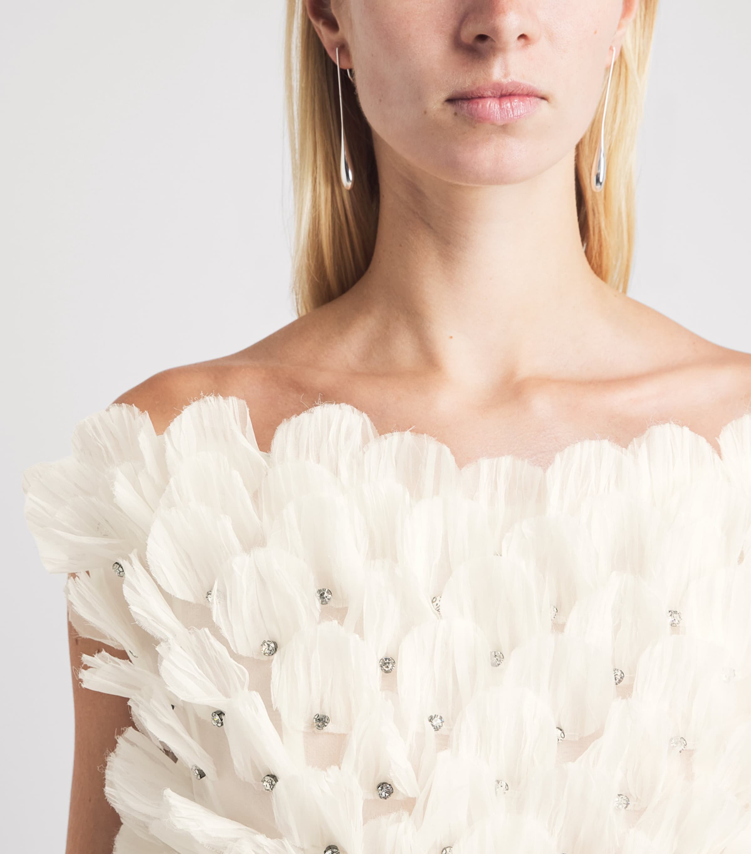 Stella McCartney Womens Silk Embellished Strapless Mini Dress White Image 3