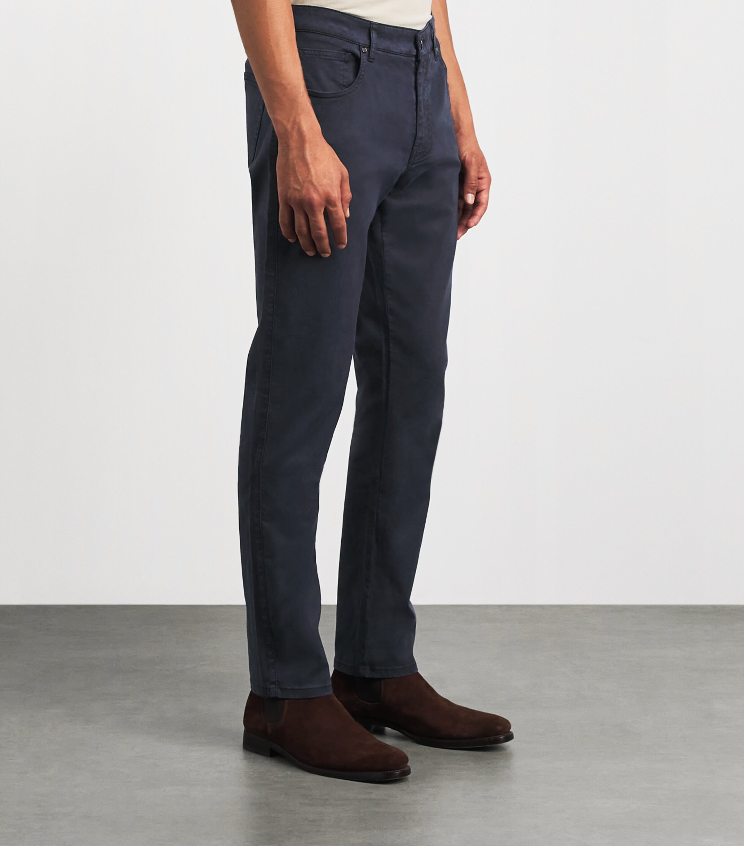 Purdey Mens Cotton-Blend Five-Pocket Trousers Nvy Image 4