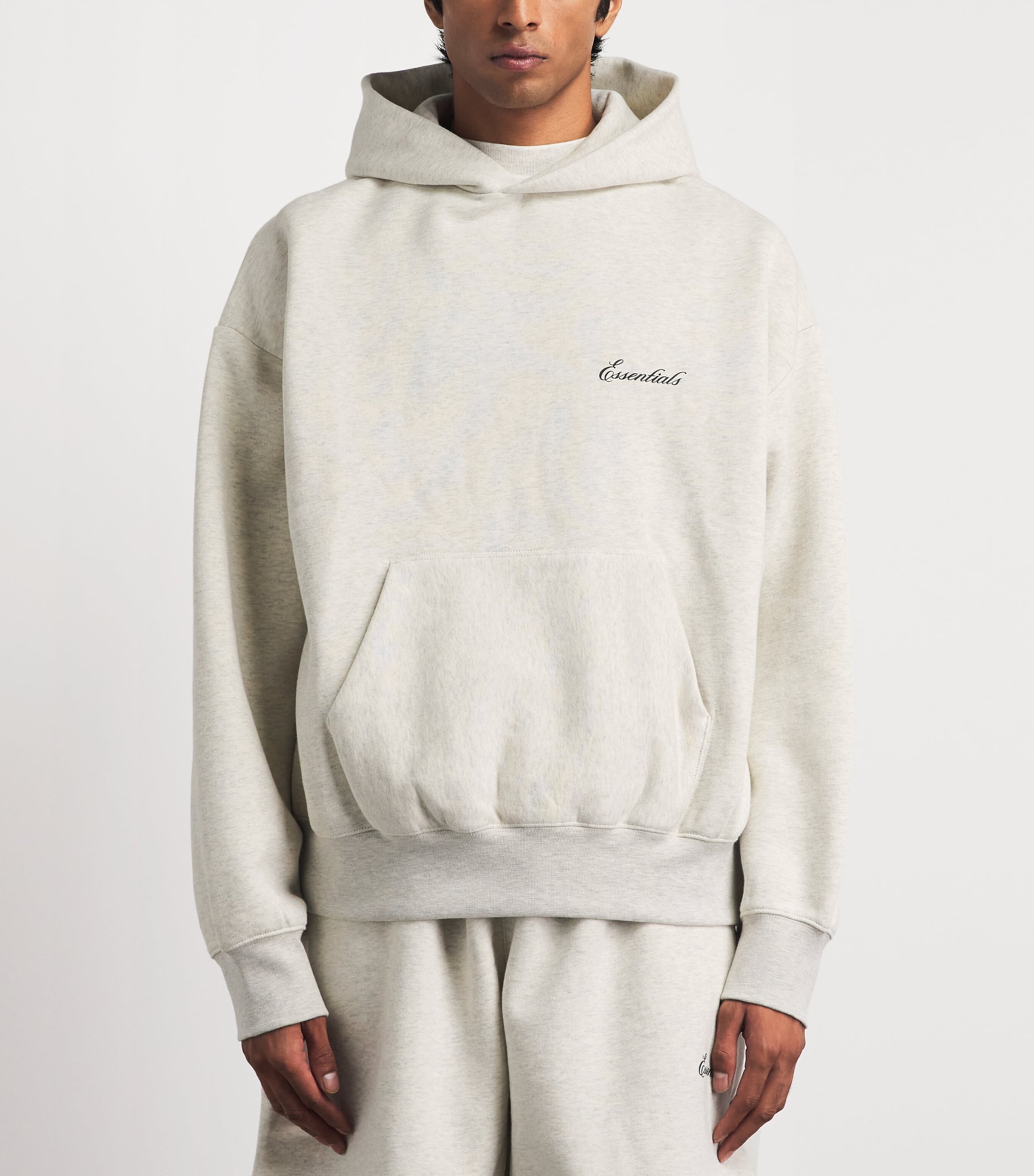 FEAR OF GOD ESSENTIALS Mens Classic Logo Hoodie Oatmeal Heather/lght Image 4