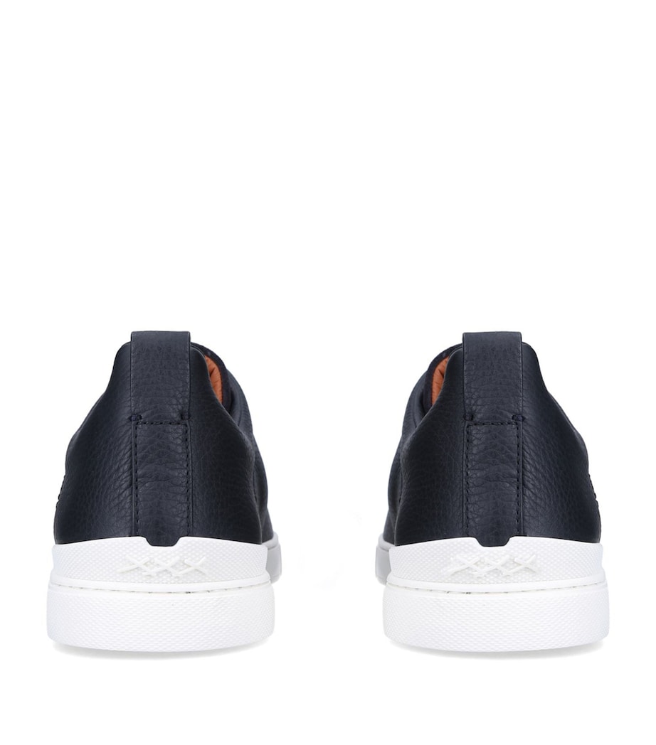 Leather Triple Stitch Sneakers NAVY Image 2