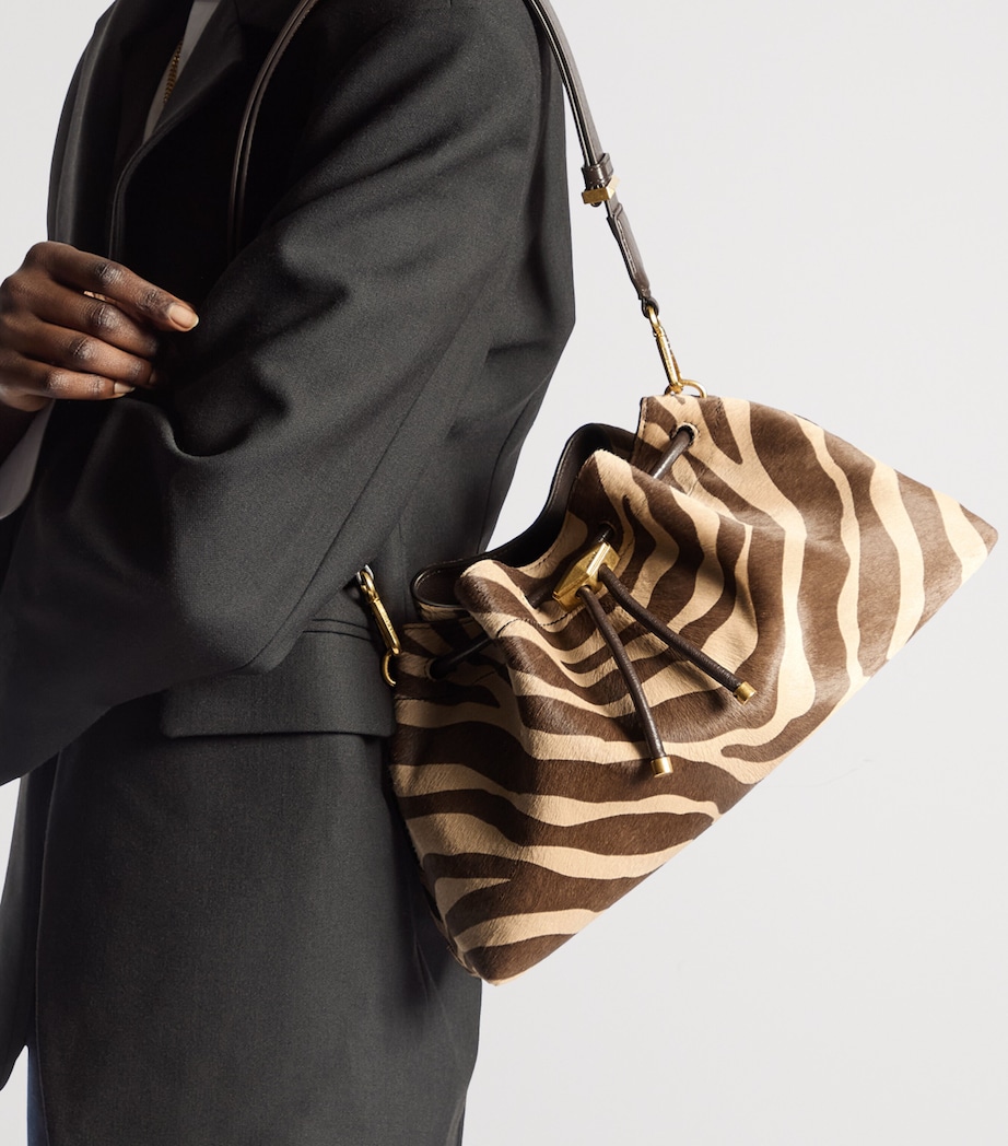 Jimmy Choo Medium Cinch Haircalf Shoulder Bag Natural/chocolate/go Image 2