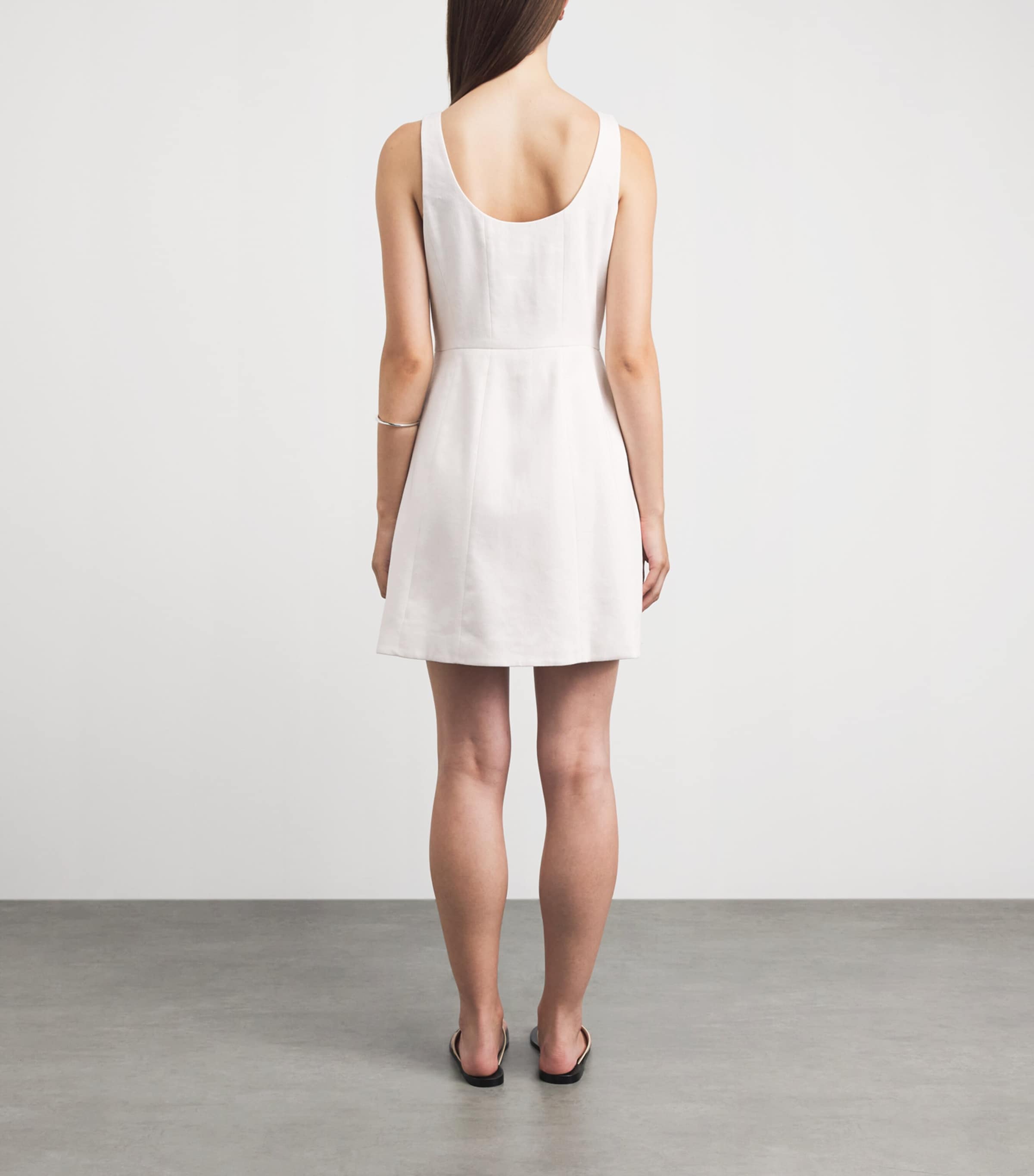 Theory Womens Linen-Blend Mini Dress Ivory Image 4