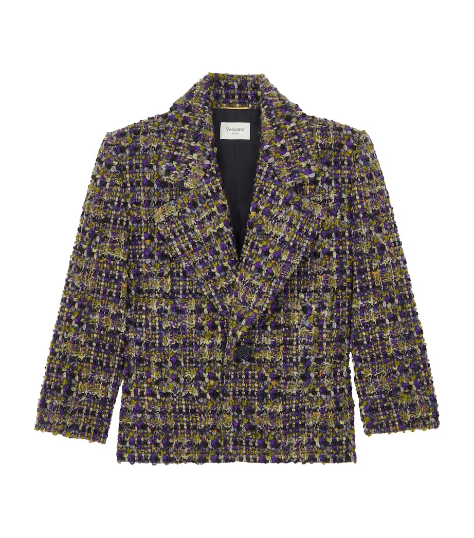 Saint Laurent Womens Tweed Single-Breasted Blazer Image 1