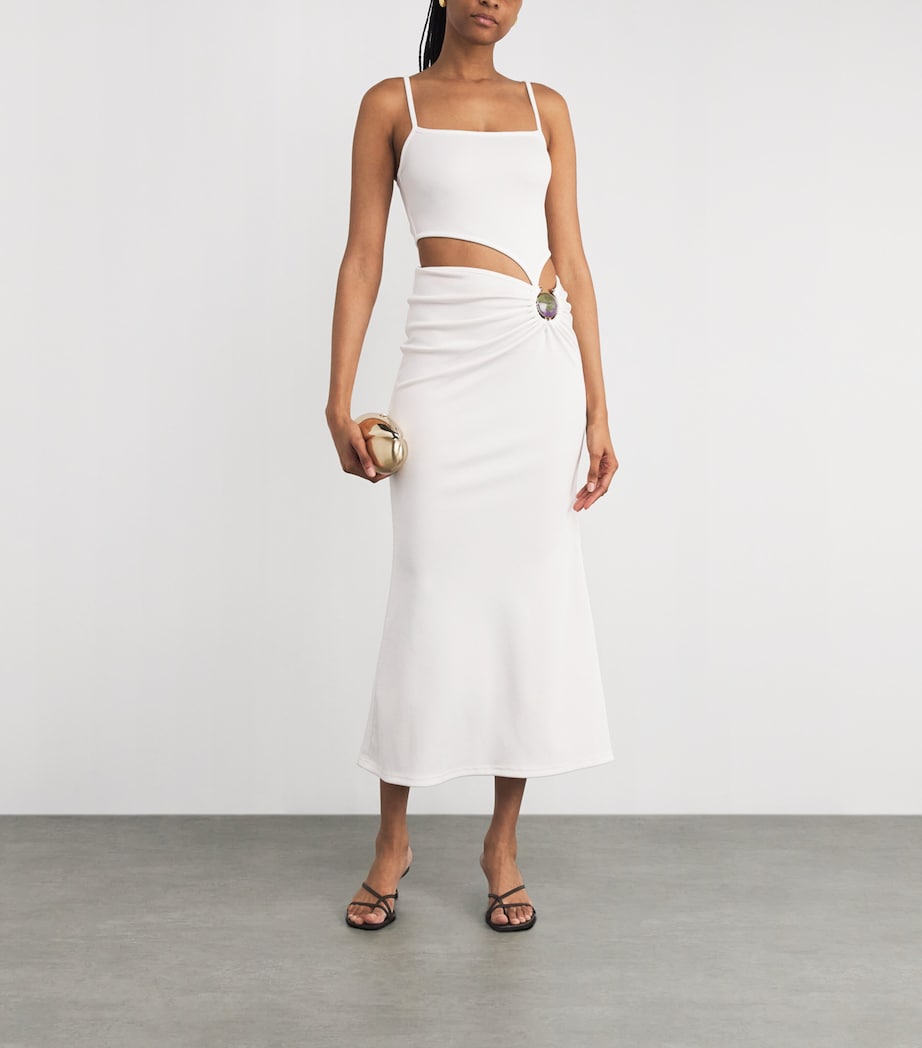 Ribbed Stone Cut-Out Maxi Dress WHITE Image 2