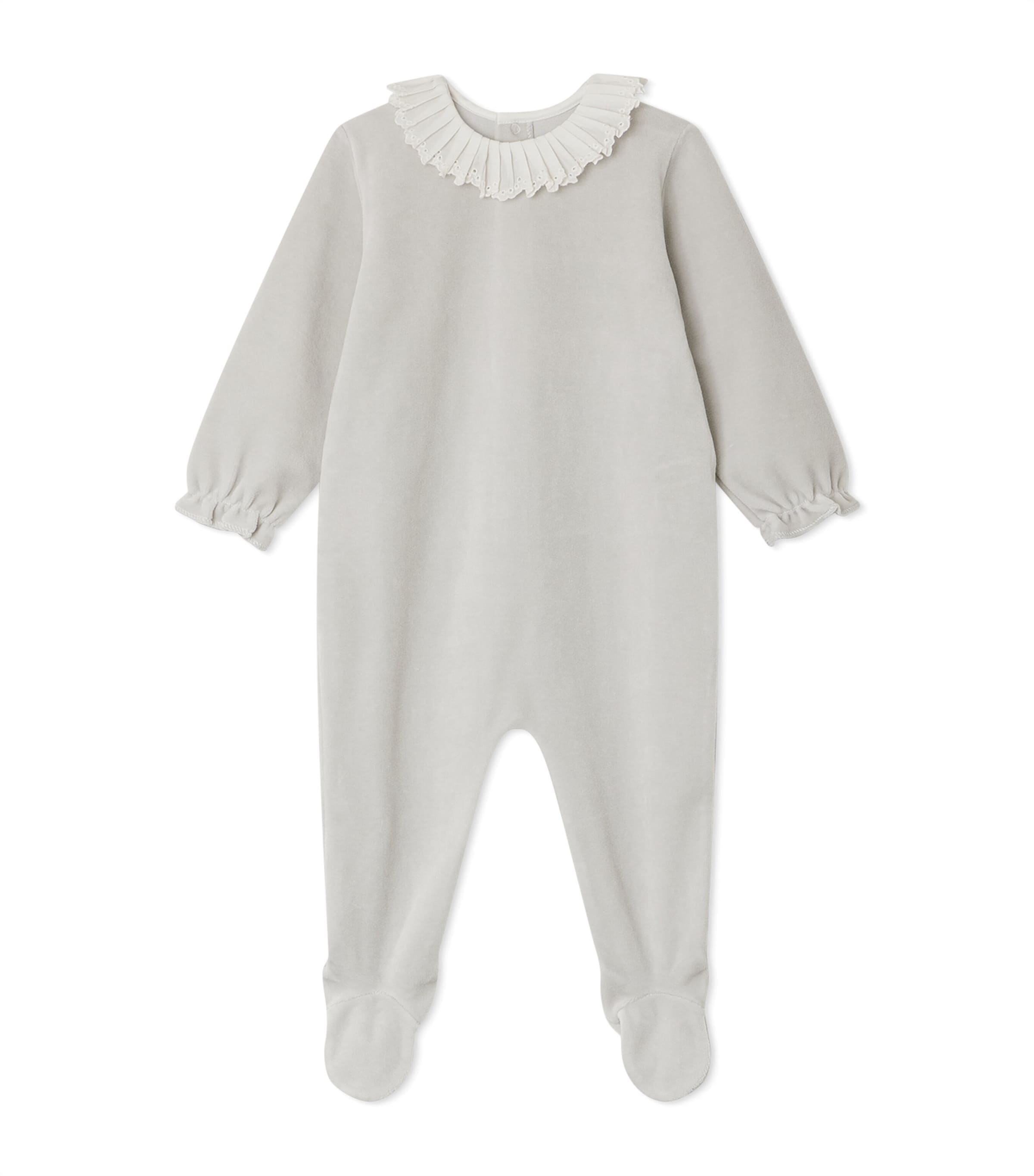 Bonpoint Cotton Héritier Sleepsuit (1-18 Months) Bleu Gris Image 1