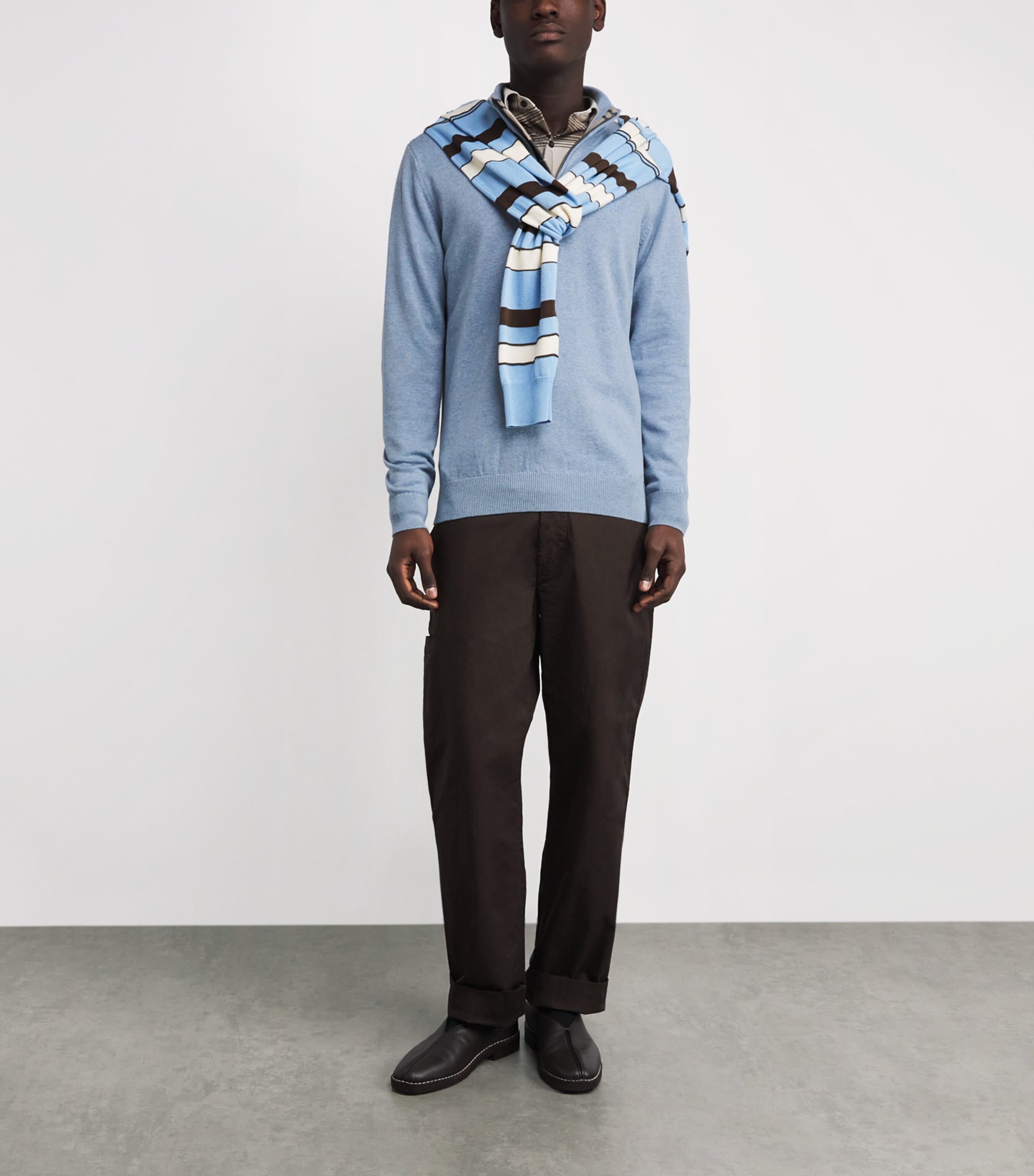 Cotton Half-Zip Sweater DARK CHAMBRAYBL14 Image 2