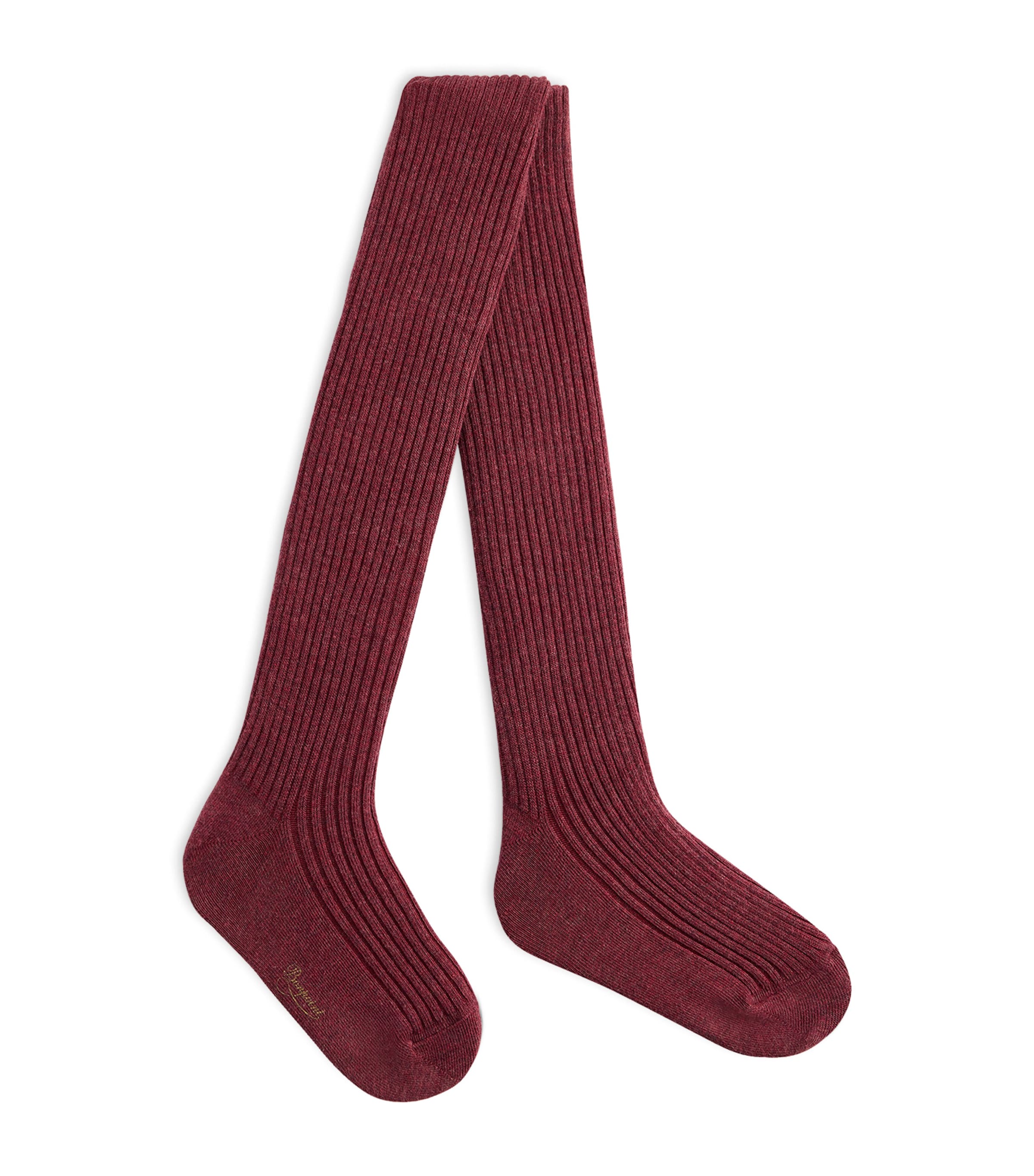 Bonpoint Cotton Thomina Ribbed Tights Bordeaux Image 1