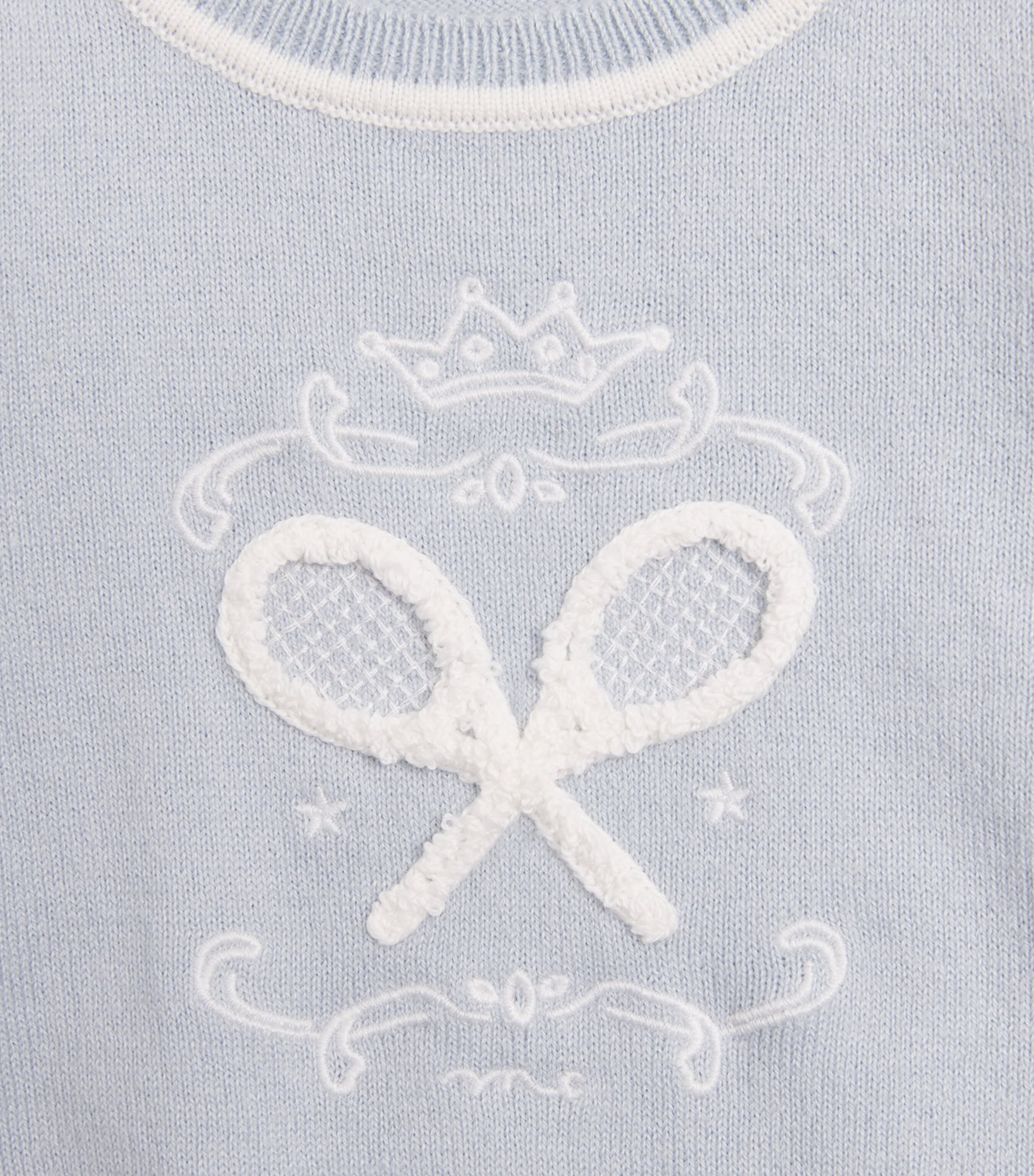 Marie-Chantal Cotton-Cashmere Camille Tennis Sweater (3-24 Months) Mc Blue Image 3