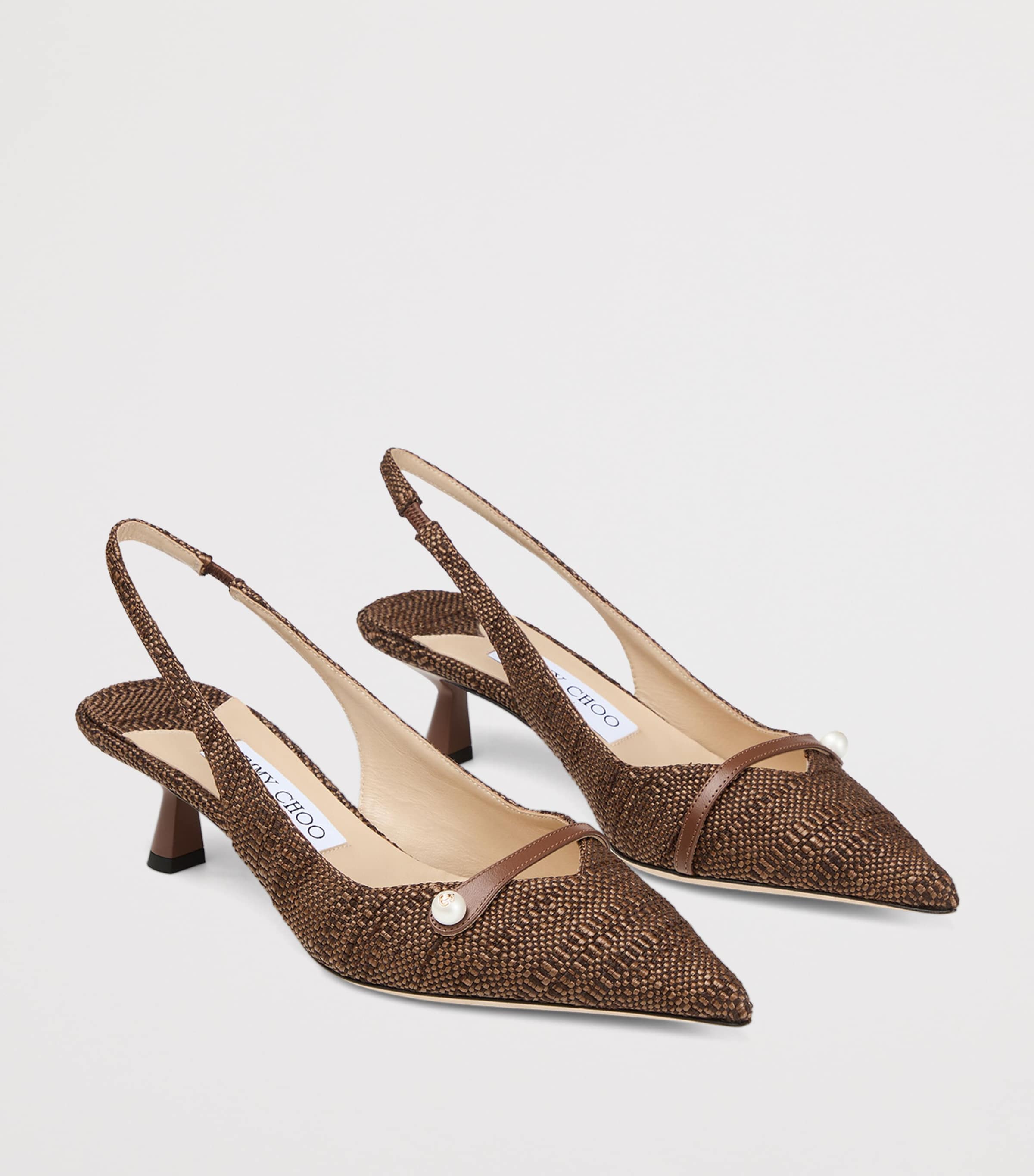 Jimmy Choo Amita 45 Woven Slingback Pumps Tan Image 2