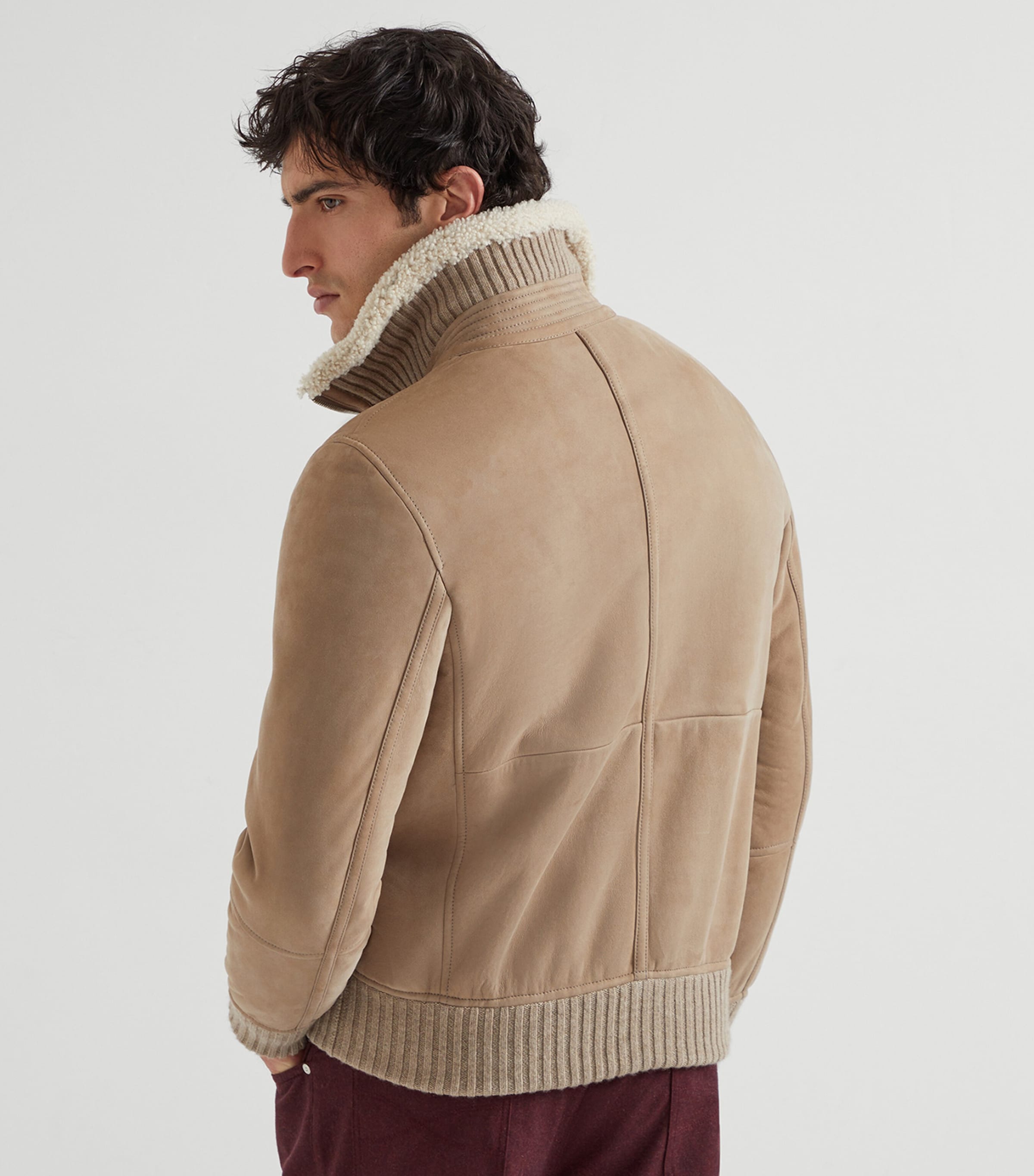Cashmere-Trim Shearling Jacket C4248 Image 3