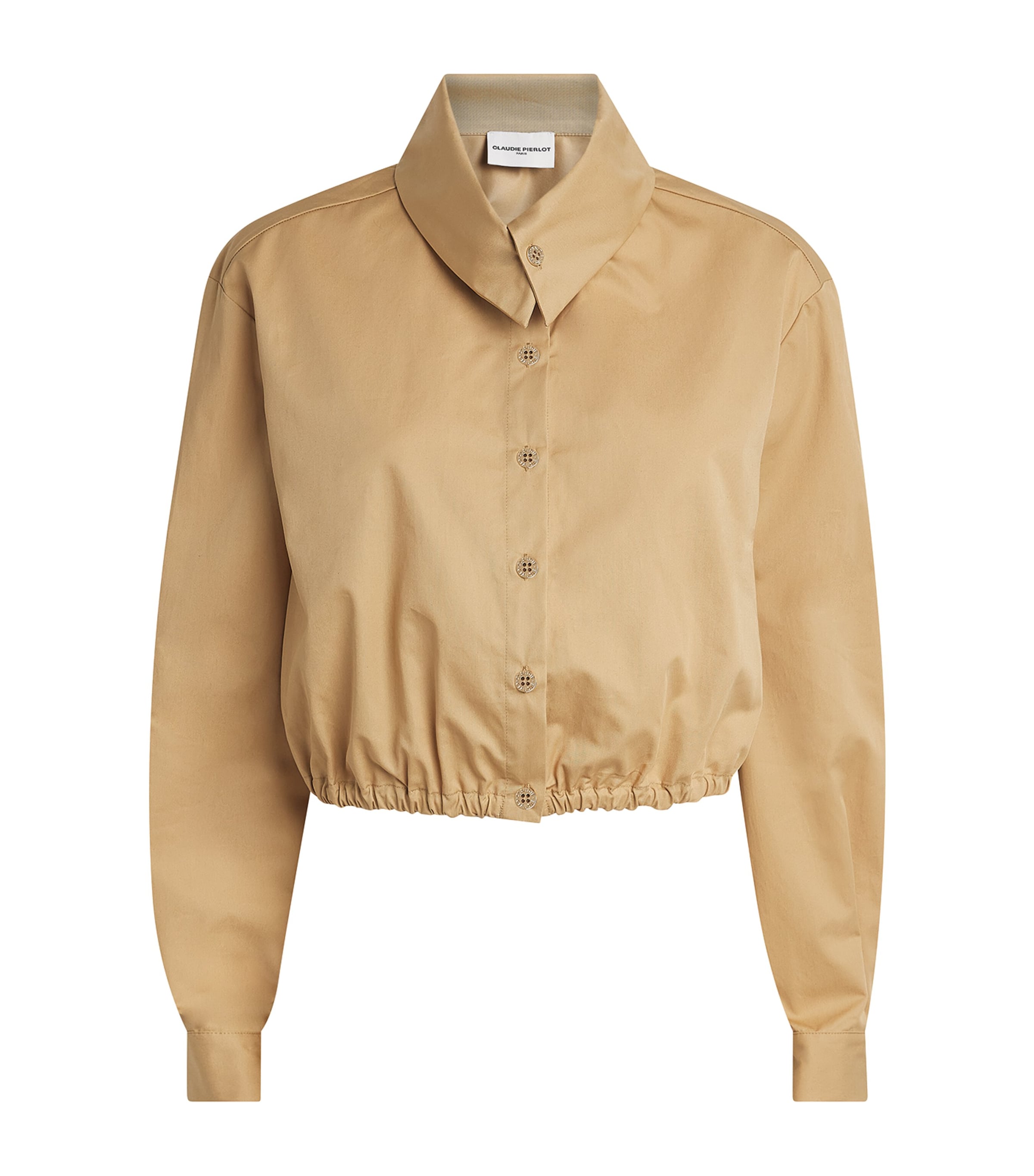 Claudie Pierlot Womens Cotton Cropped Shirt Beige Image 1