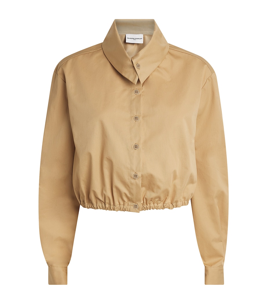 Claudie Pierlot Womens Cotton Cropped Shirt Beige Image 1