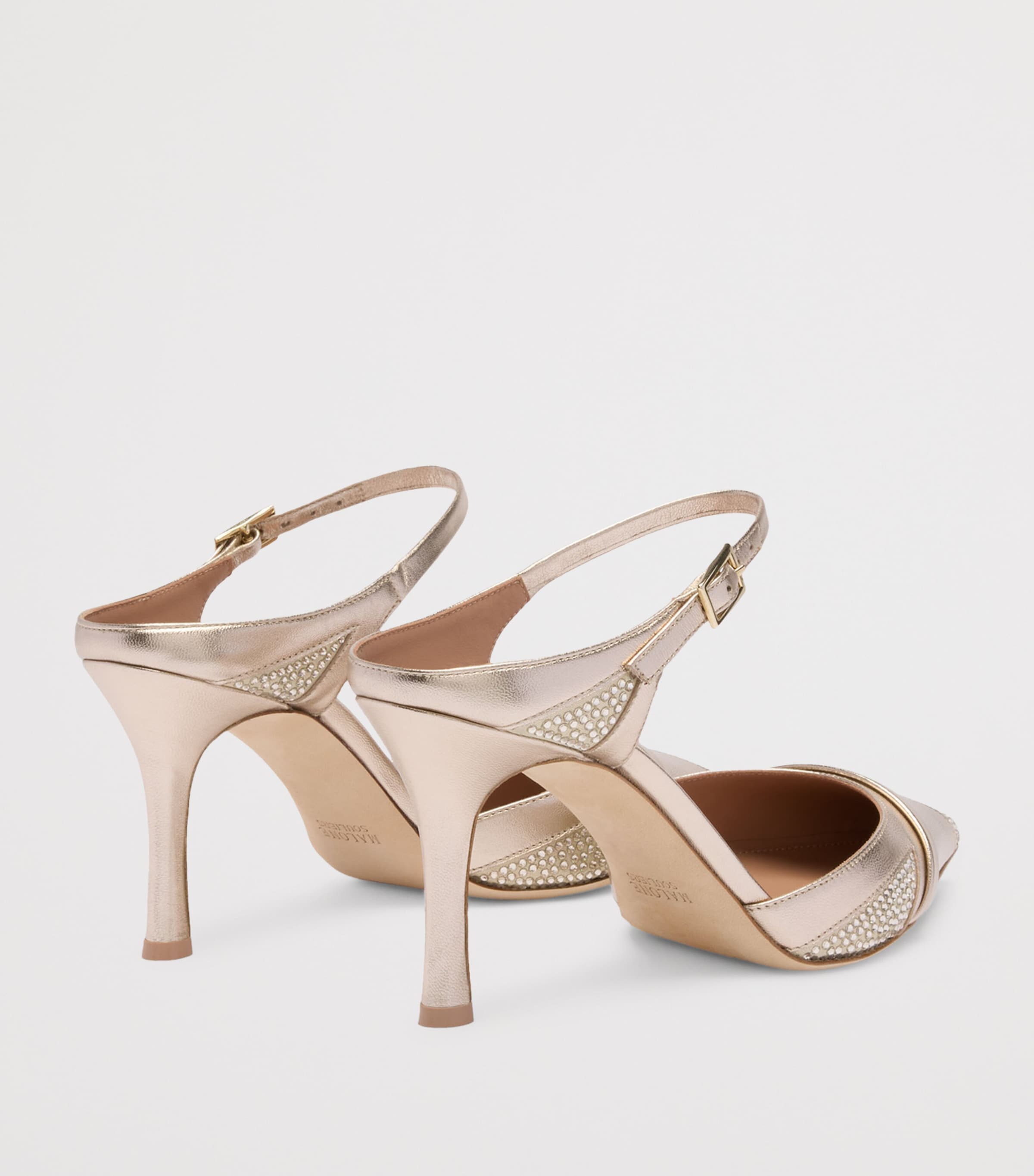 Malone Souliers Metallic Leather Embellished Uma Mules 80 Champagne Image 4