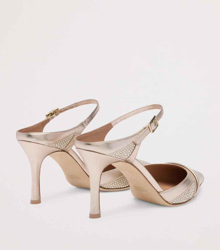 Malone Souliers Metallic Leather Embellished Uma Mules 80 Champagne Image 4