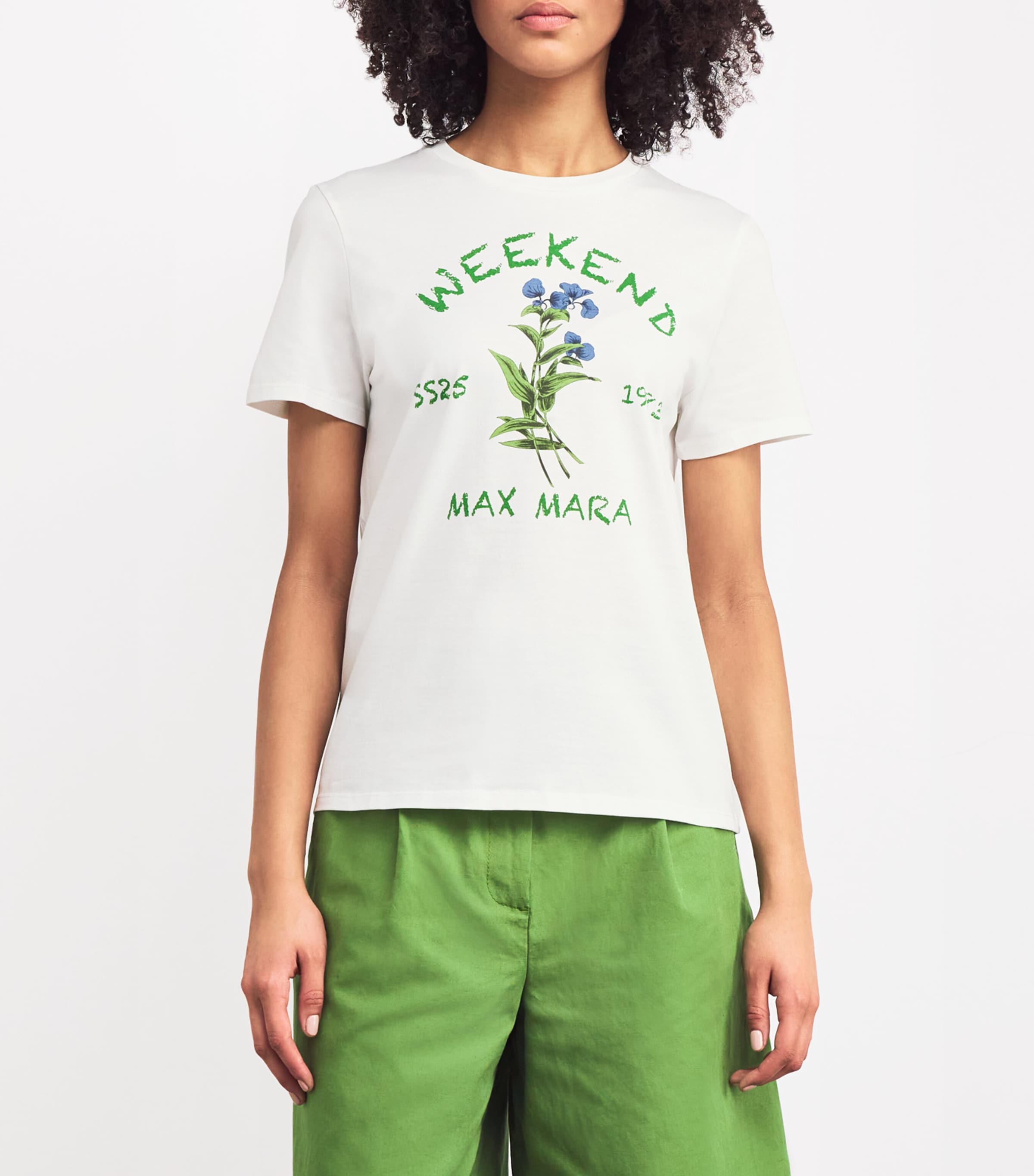 Weekend Max Mara Womens Cotton Floral T-Shirt White Image 3