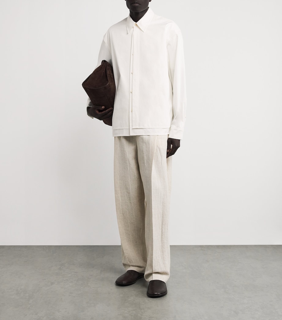 Cotton-Blend Double-Layered Shirt WHITE Image 2