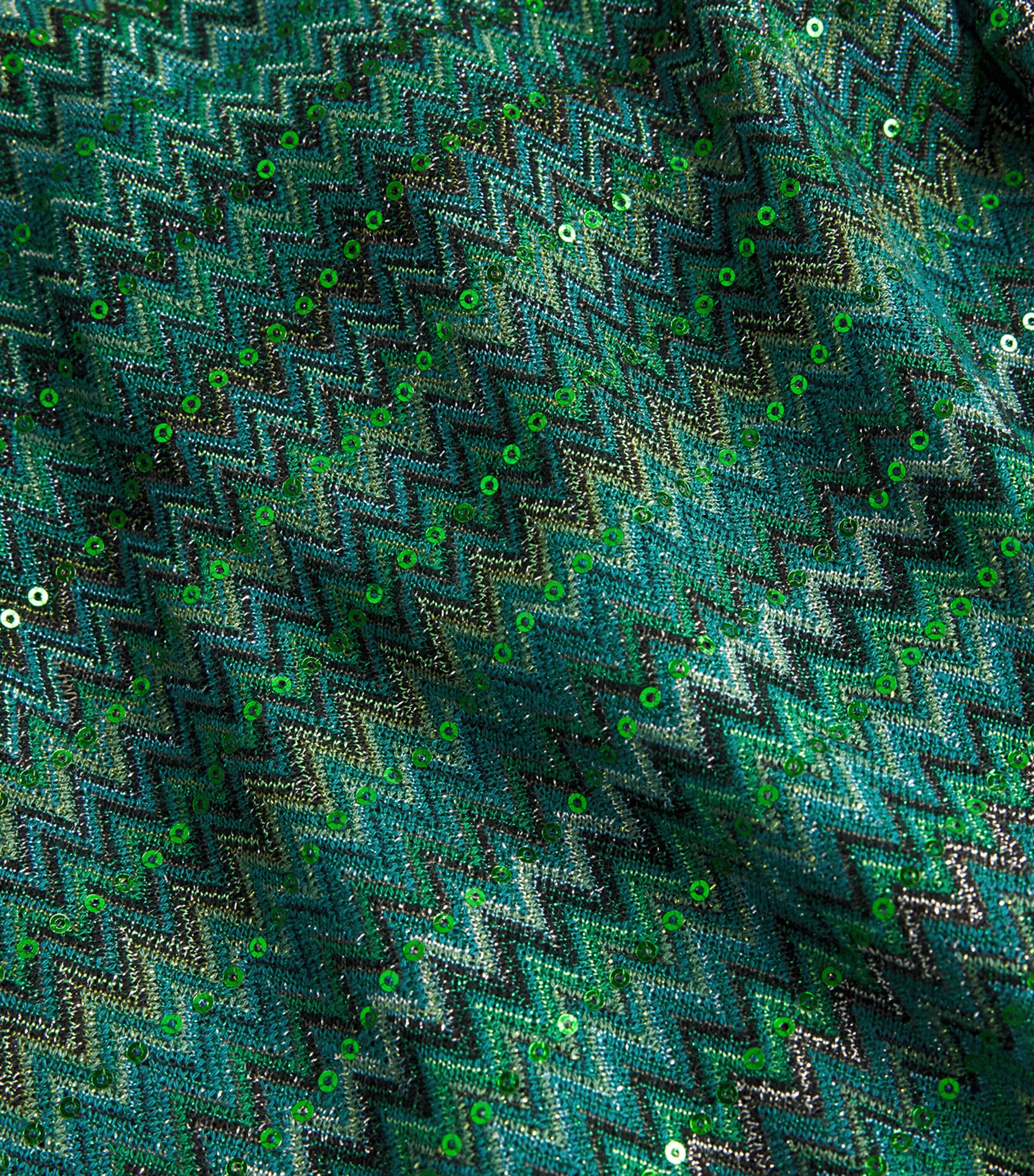 Sequinned Zigzag Longline Cardigan S614K EMRLD TEAL BLK Image 5