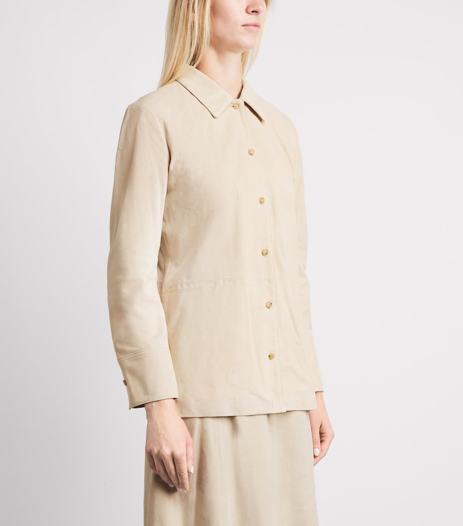 Vince Womens Suede Overshirt Sand Beige Image 4