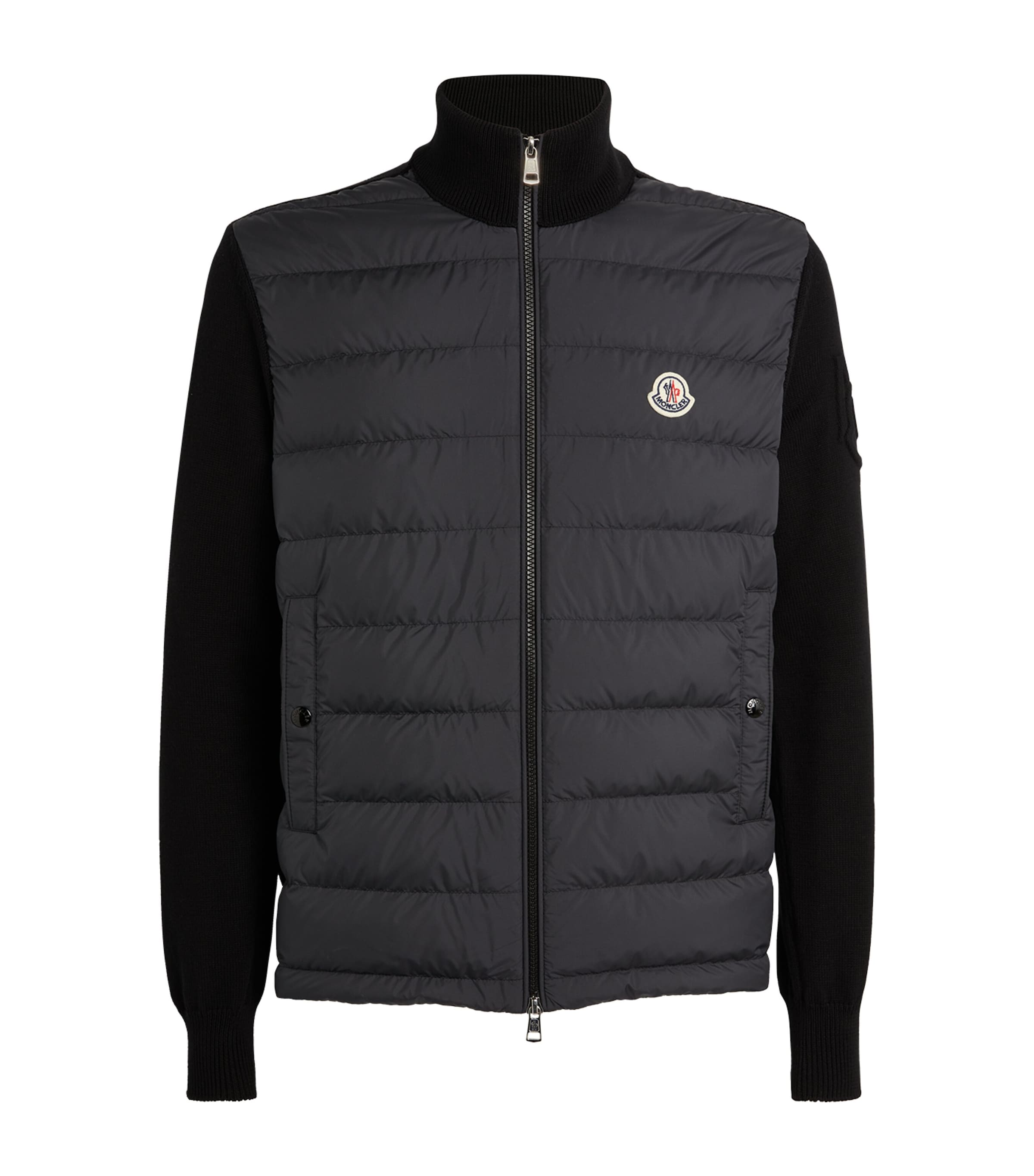 Shop Moncler Puffer-detail Zip-up Jacket In Black