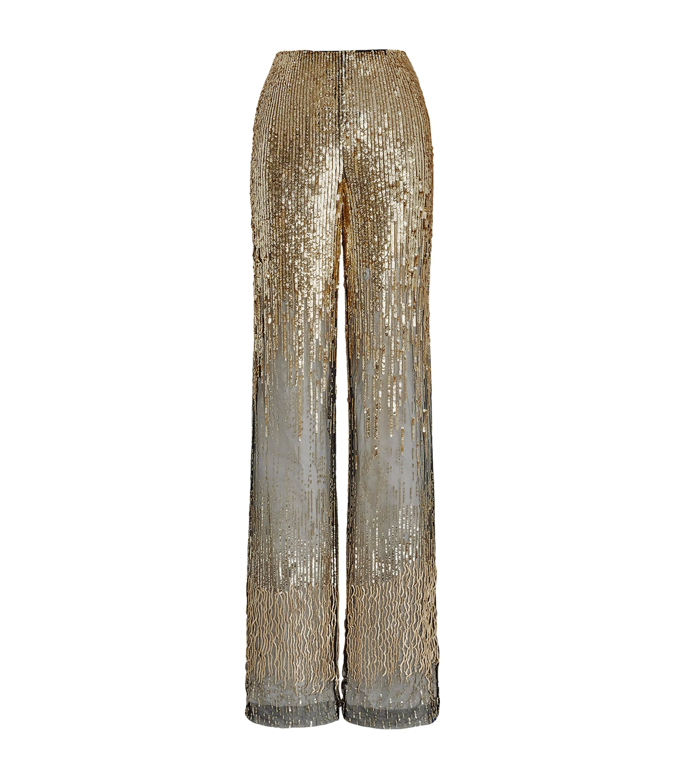 Polo Ralph Lauren Sequinned Sheer Bradlee Trousers In Black