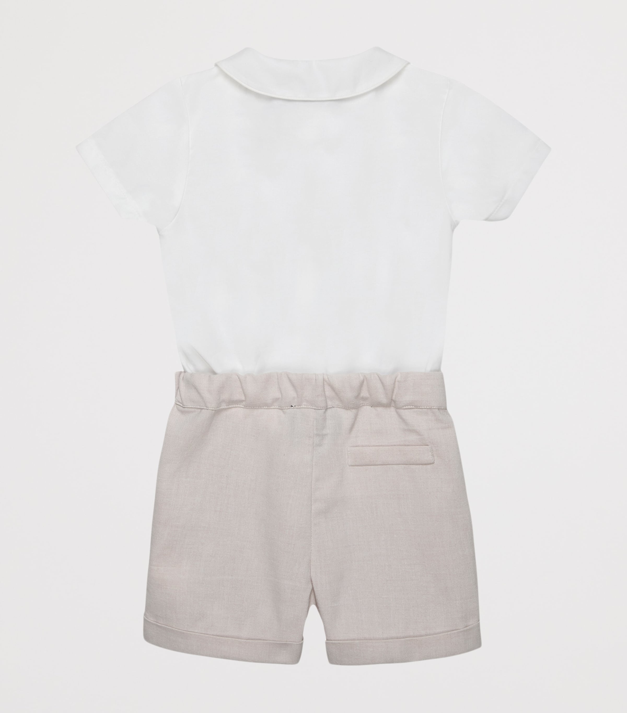 Trotters Cotton Smocked Rupert Playsuit (3-24 Months) Oatmeal/white Image 2