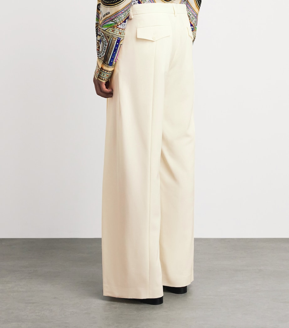 Casablanca Mens Wool Pleated Wide-Leg Trousers White Image 5
