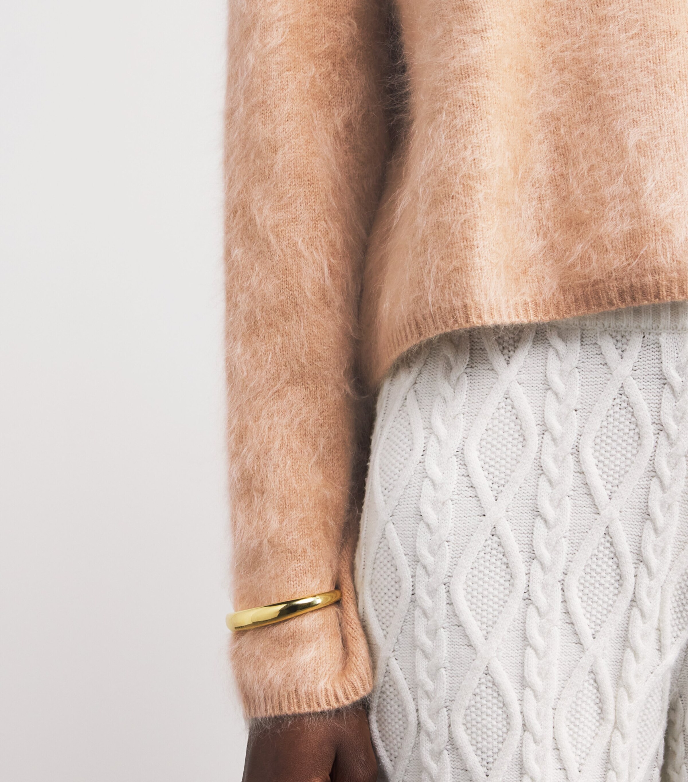 Soft Goat Womens Brushed Cashmere Crew-Neck Sweater Camel Image 6