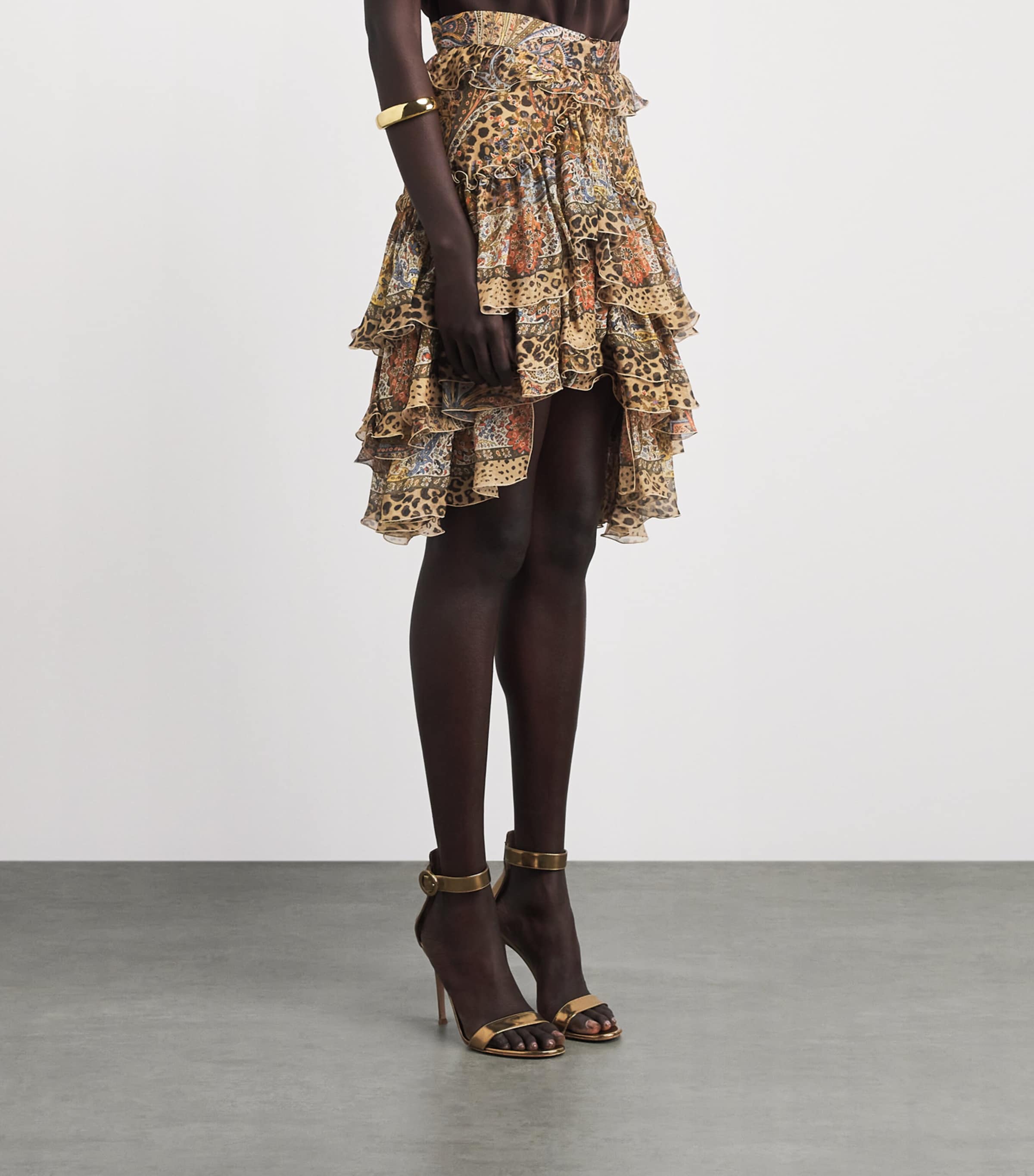 Etro Womens Silk Print Tiered Mini Skirt Image 4