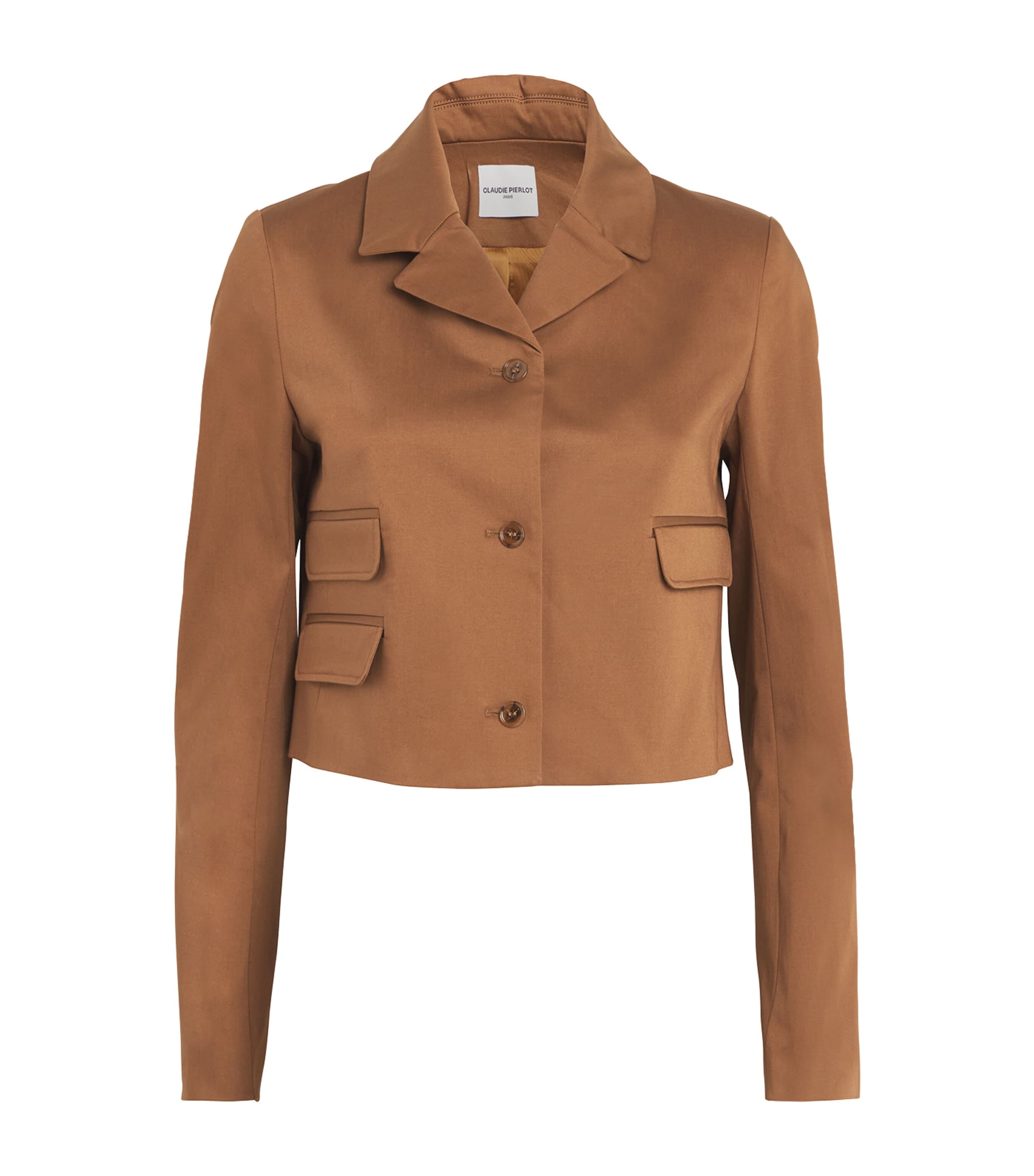 Claudie Pierlot Stretch-cotton Cropped Blazer In Neutral