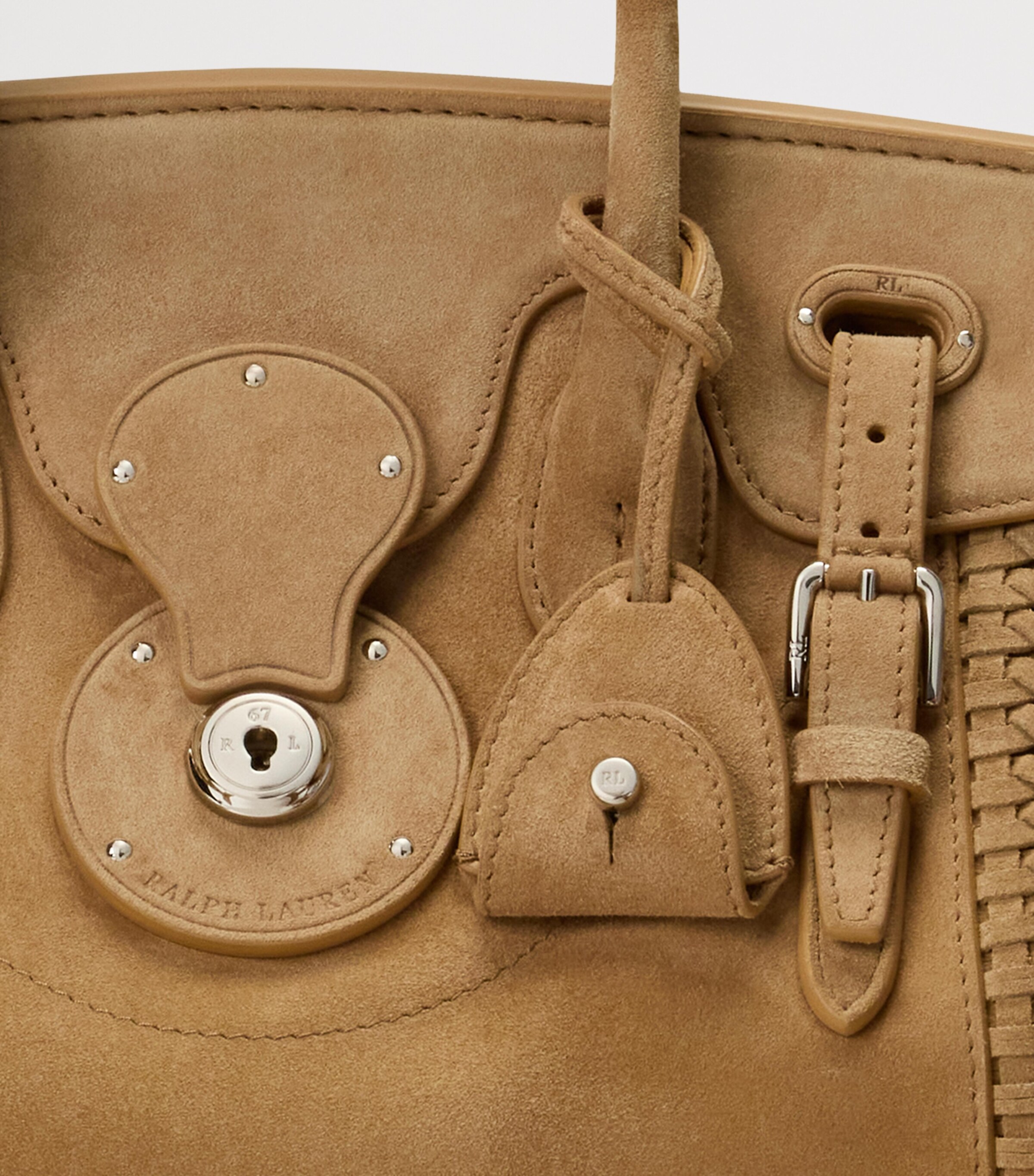 Suede Soft Ricky 27 Top-Handle Bag DARK TAN Image 10