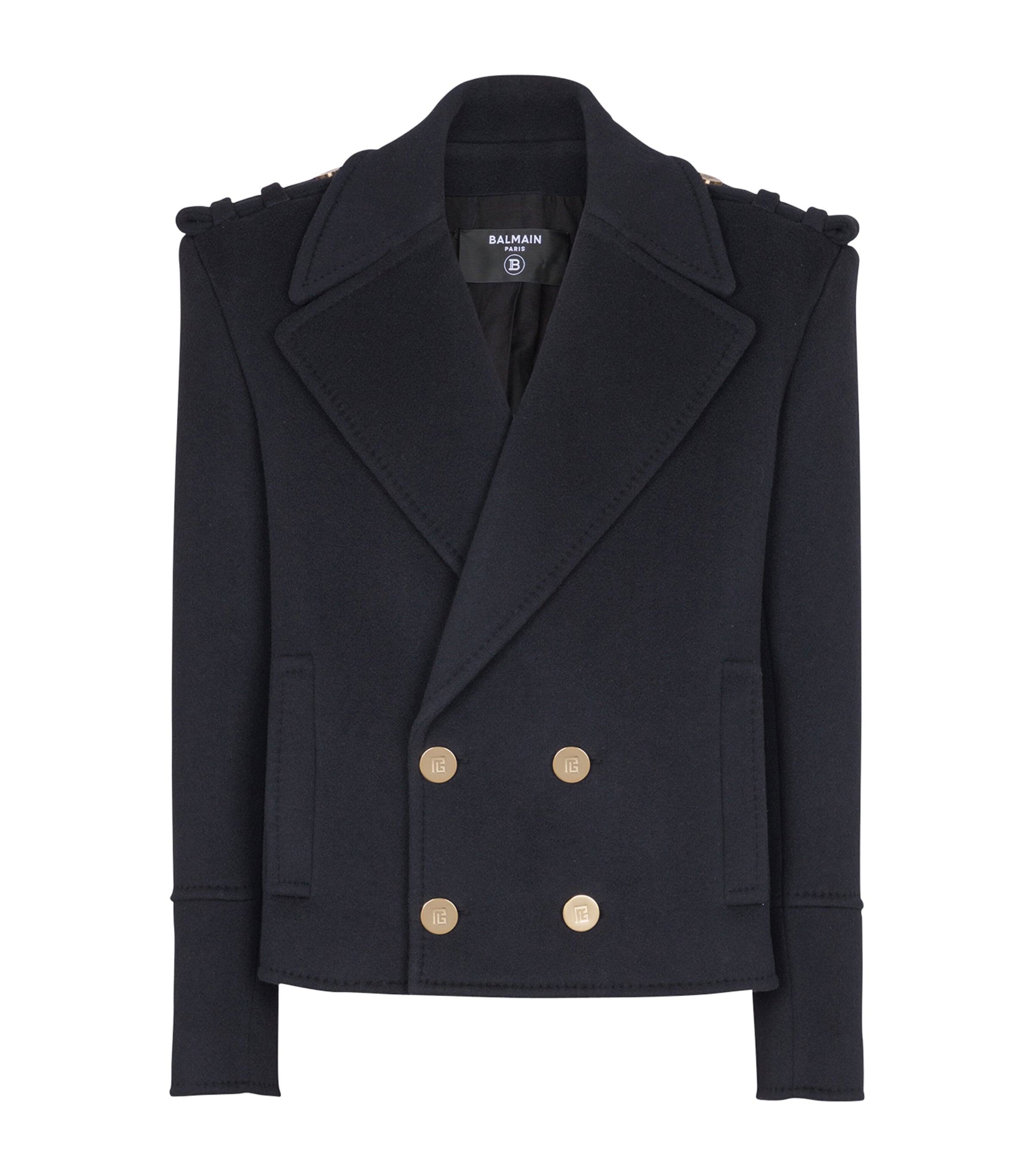 Balmain Virgin Wool-cashmere Reefer Jacket In Blue