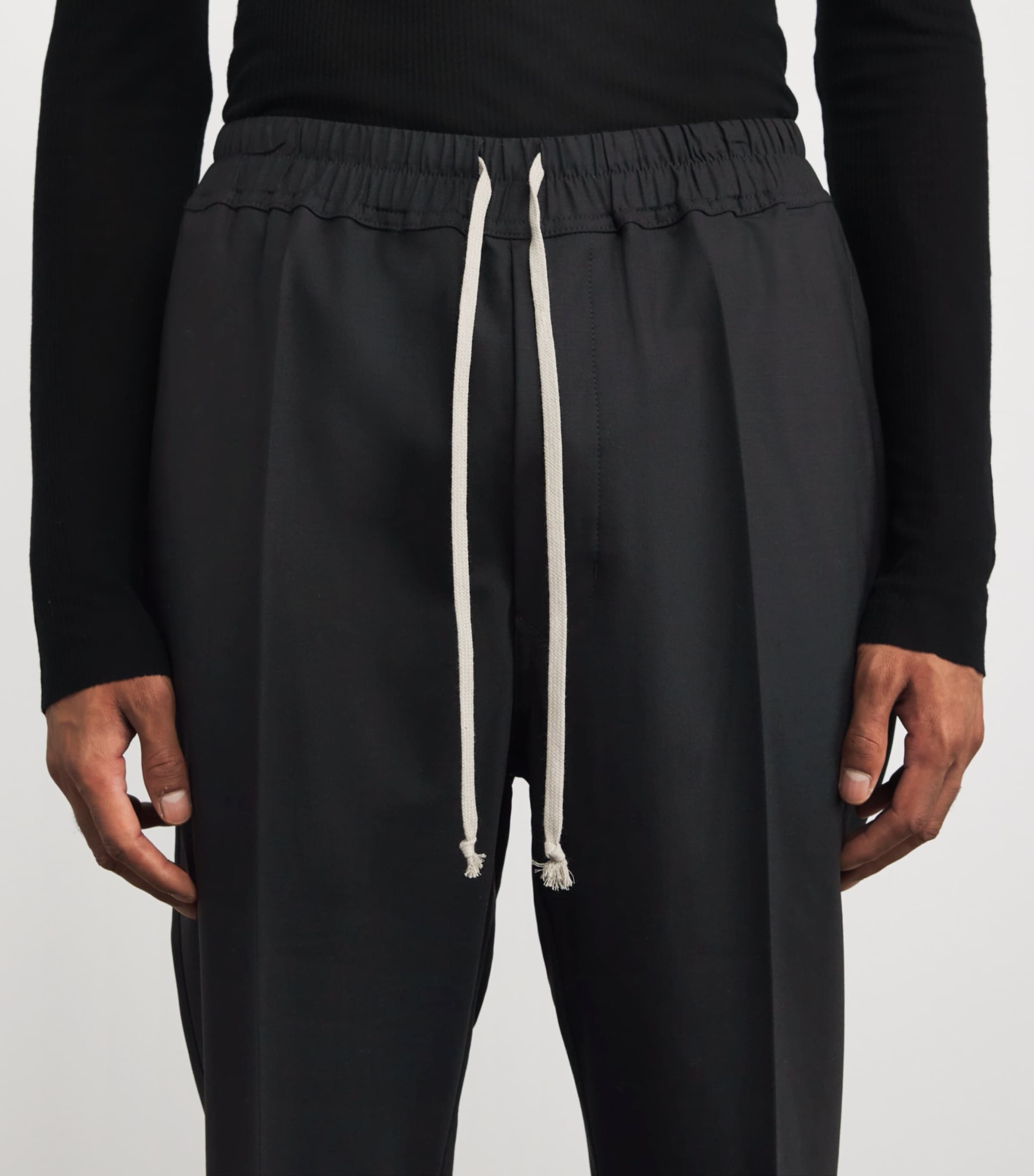 Stretch-Wool Drawstring Trousers BLACK Image 6