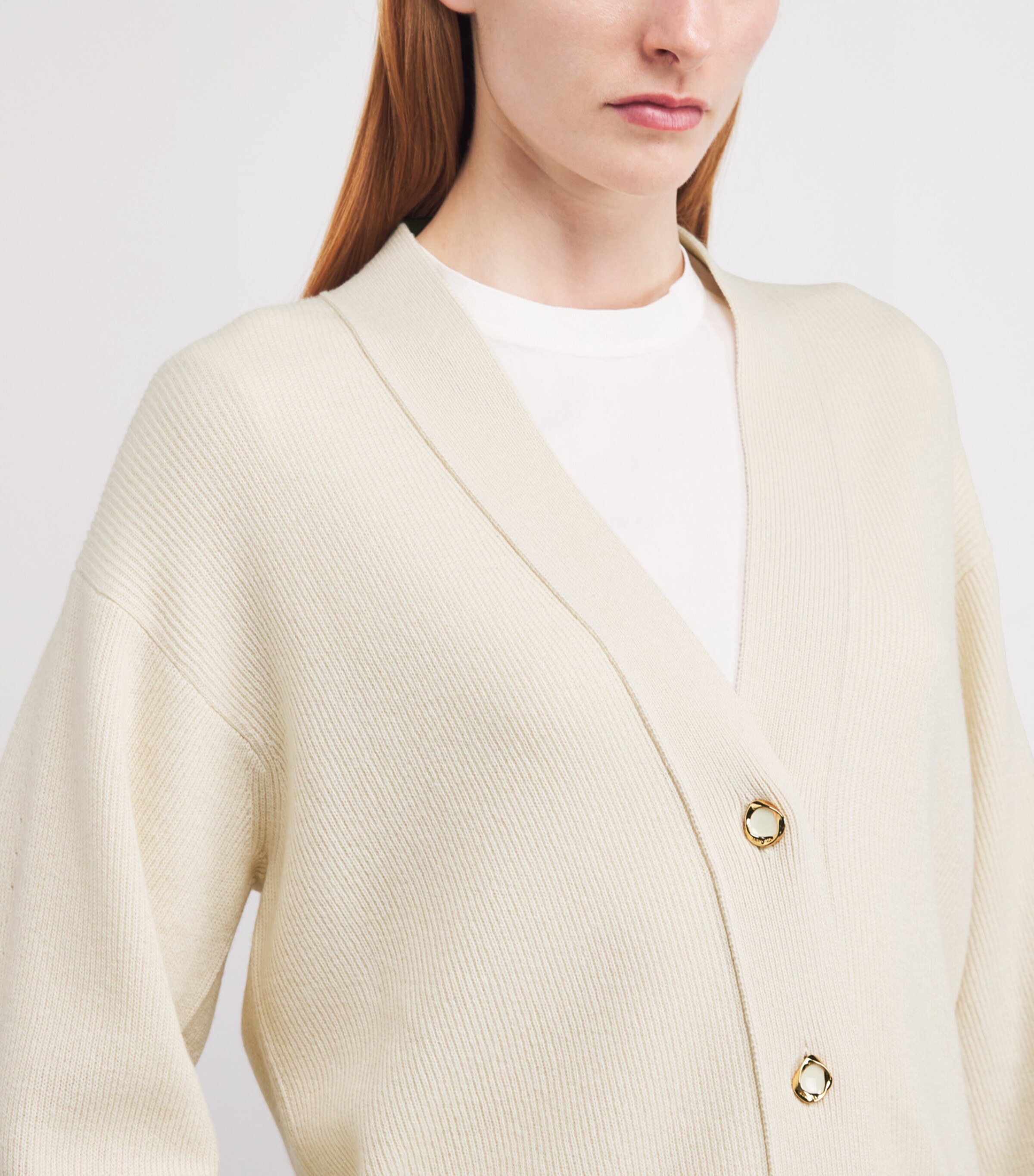 Agnona Womens Cashmere-Blend V-Neck Cardigan Ivory Butter Image 6