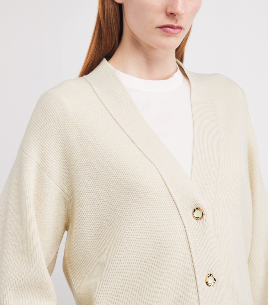 Agnona Womens Cashmere-Blend V-Neck Cardigan Ivory Butter Image 6