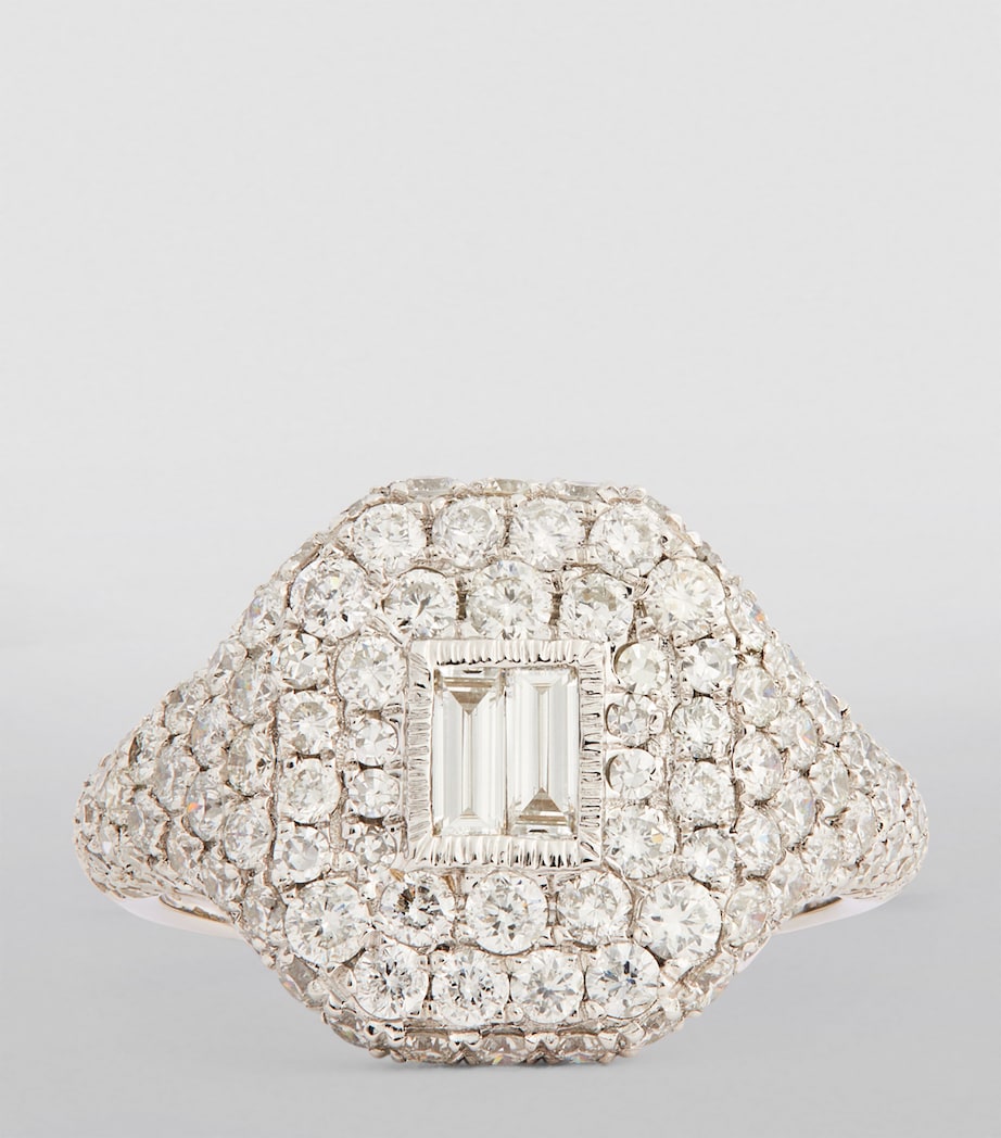 White Gold and Diamond Pinky Ring WHITE GOLD Image 3