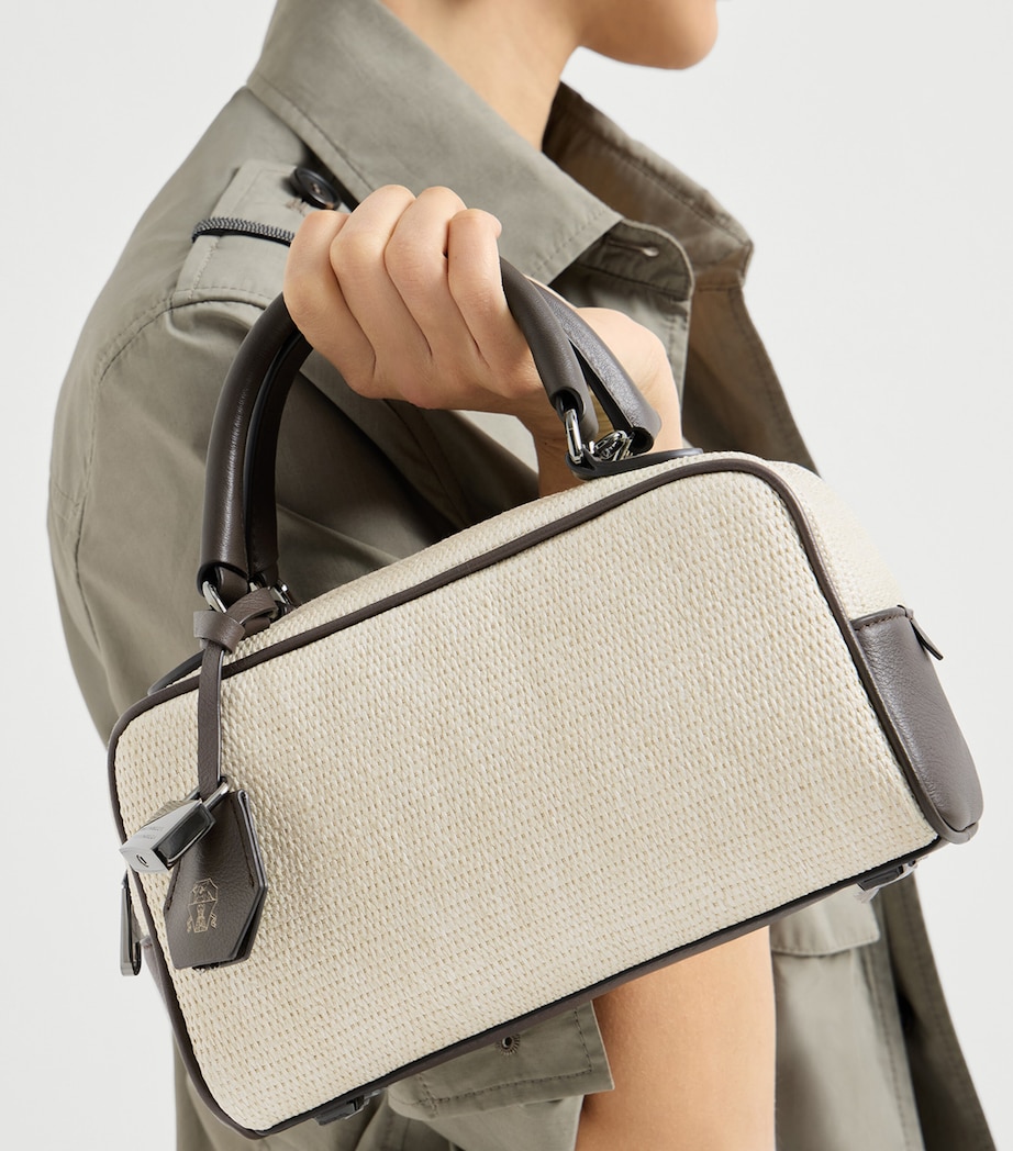Brunello Cucinelli Small Woven Explorer Boston Top-Handle Bag Image 4