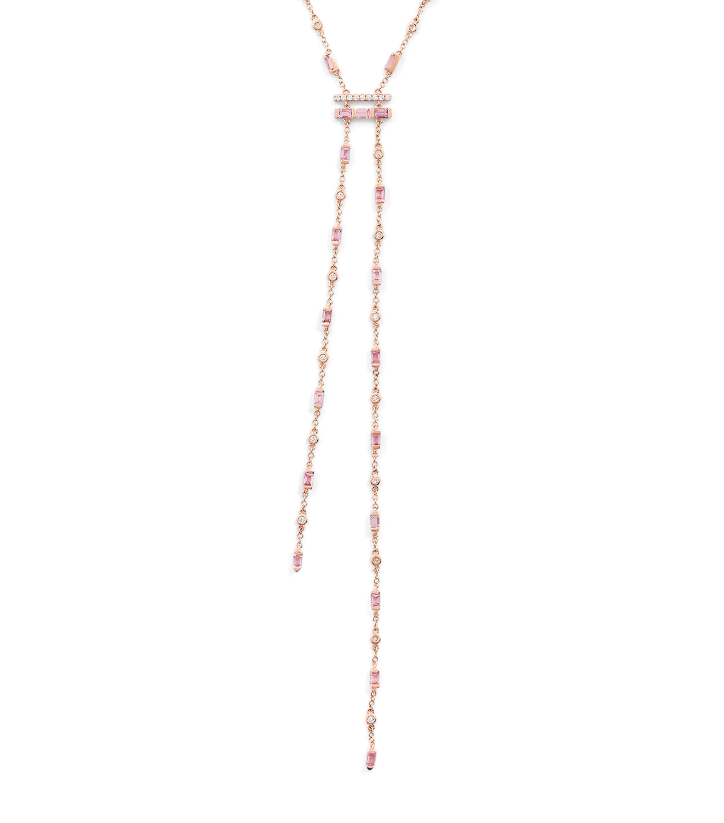 Rose Gold, Diamond and Sapphire Cascade Y Necklace ROSE GOLD Image 1