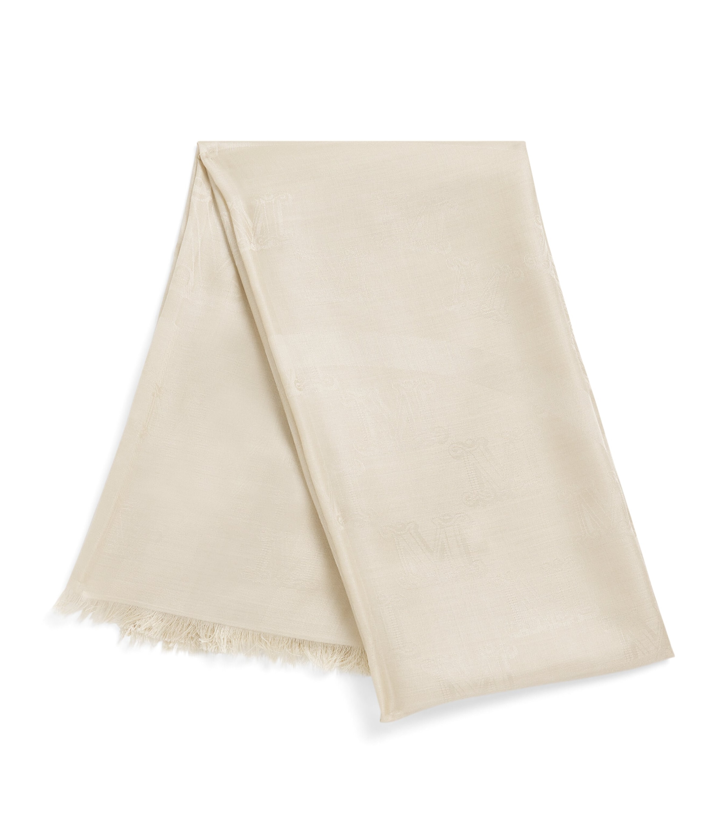 Max Mara Wool-silk Jacquard Scarf In Neutral