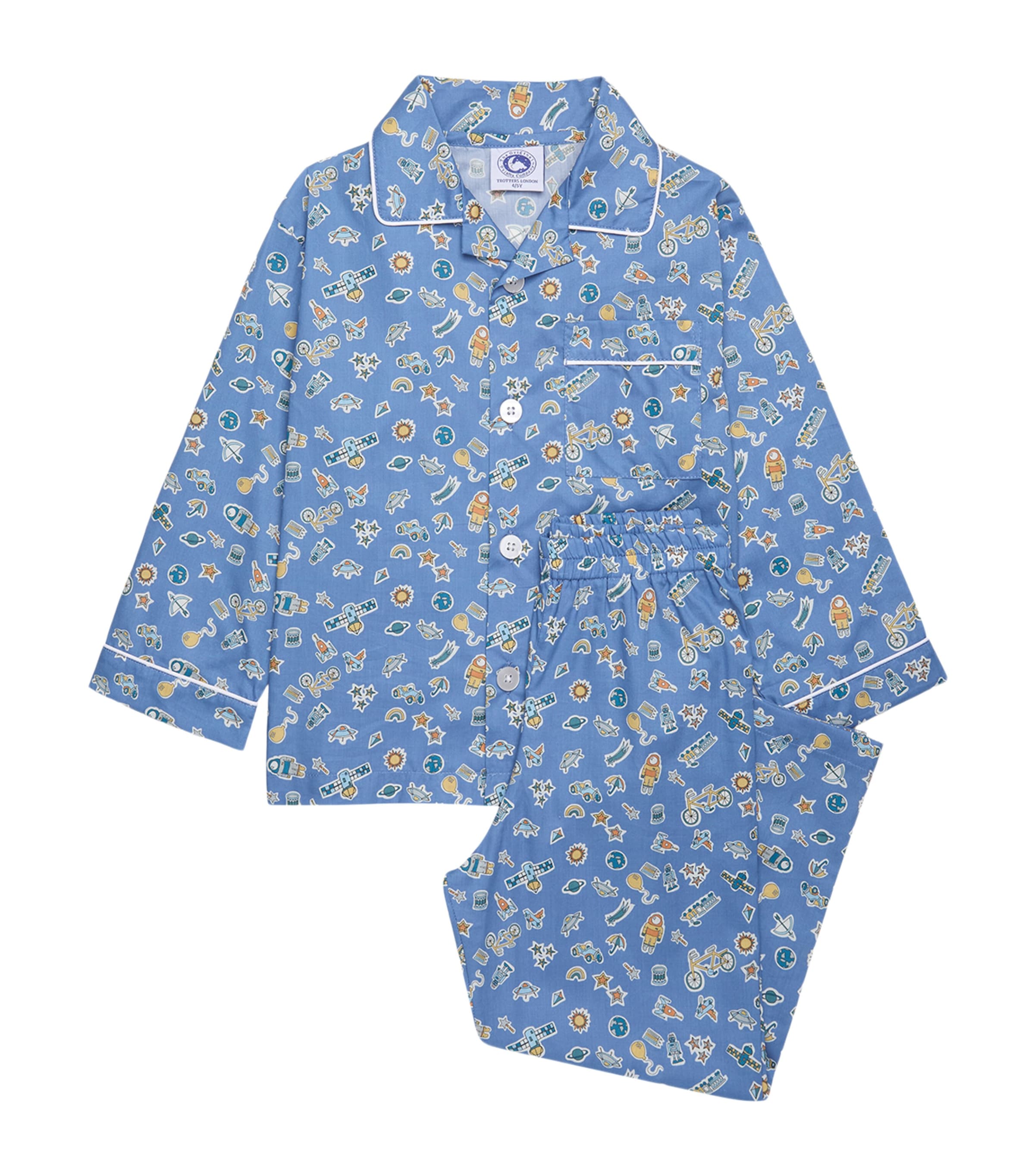Trotters Blue Cotton Treasures Pyjamas (6-11 Years) | Harrods AU