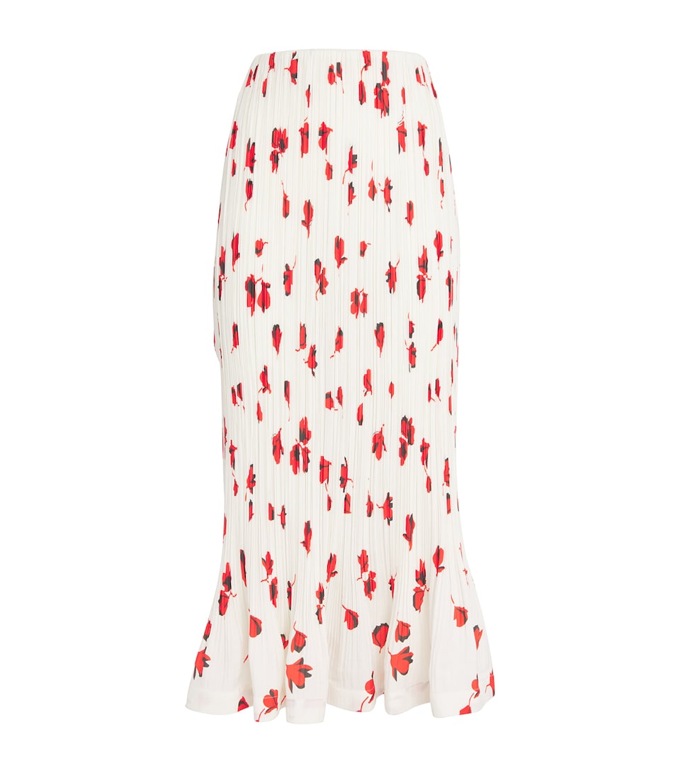 Plissé Floral Midi Skirt