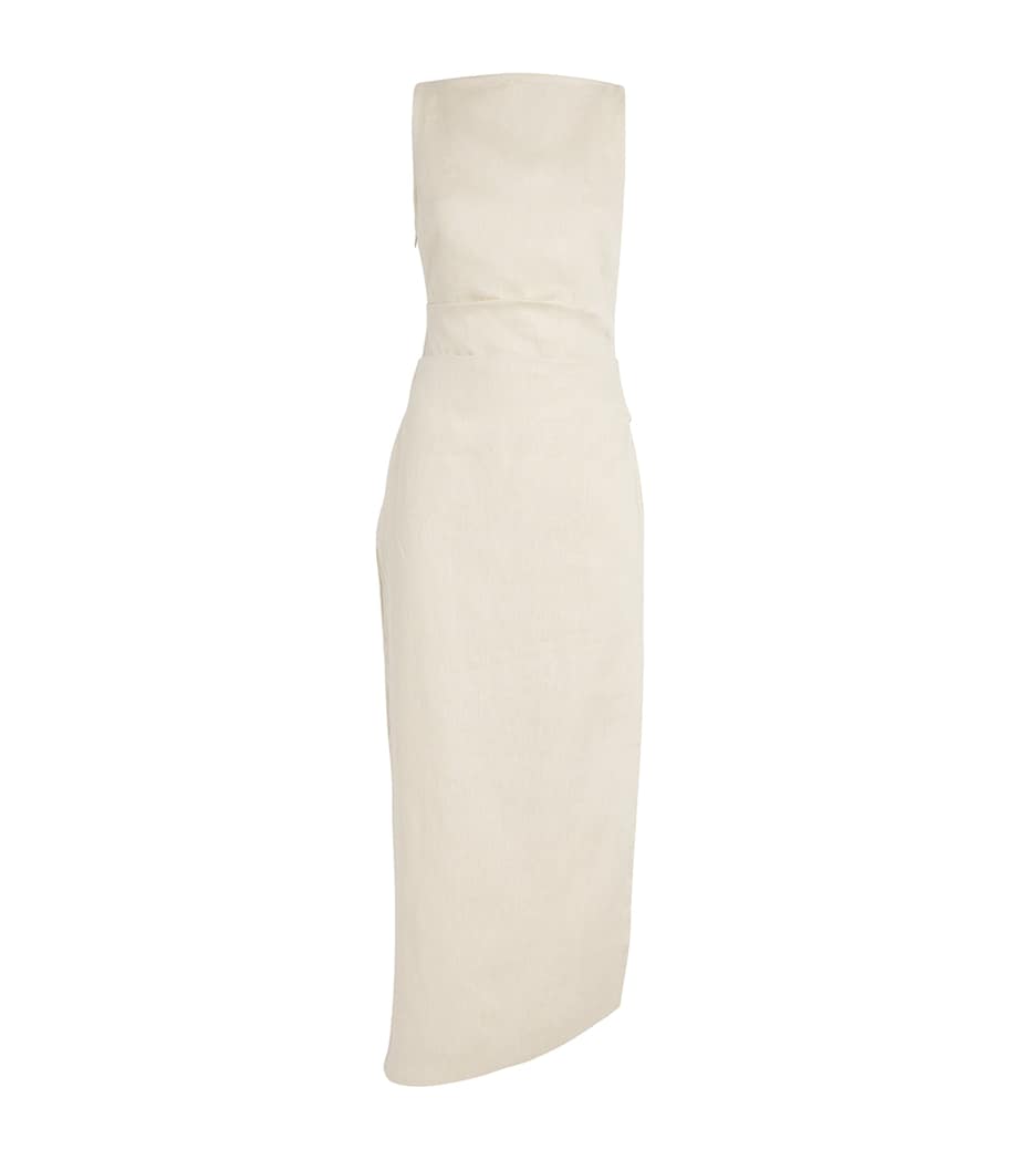 Linen Raquel Midi Dress WHEAT Image 1
